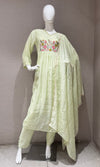 Pista green embroidery kurta set