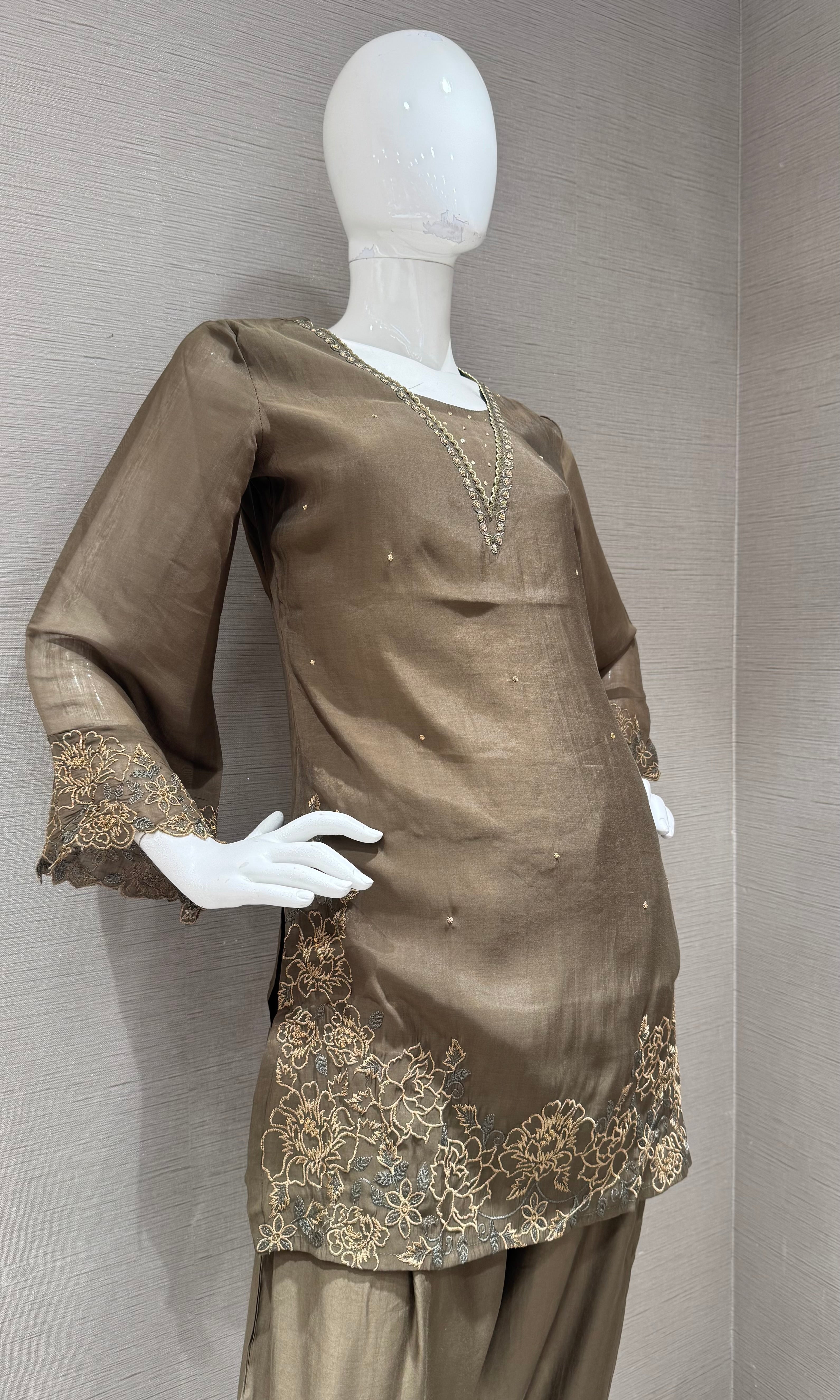 Mehendi Green floral farsi salwar kurta set