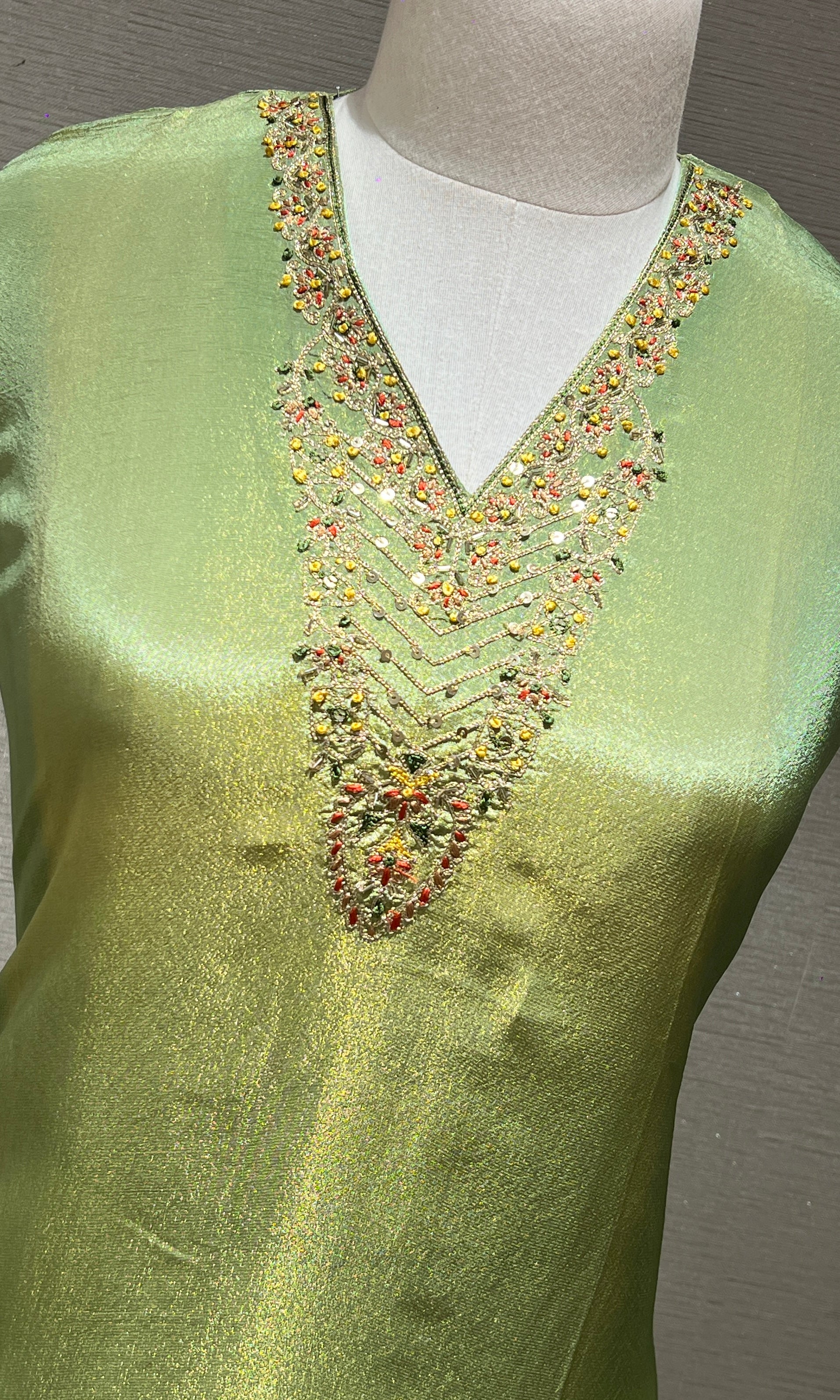 Green dress material