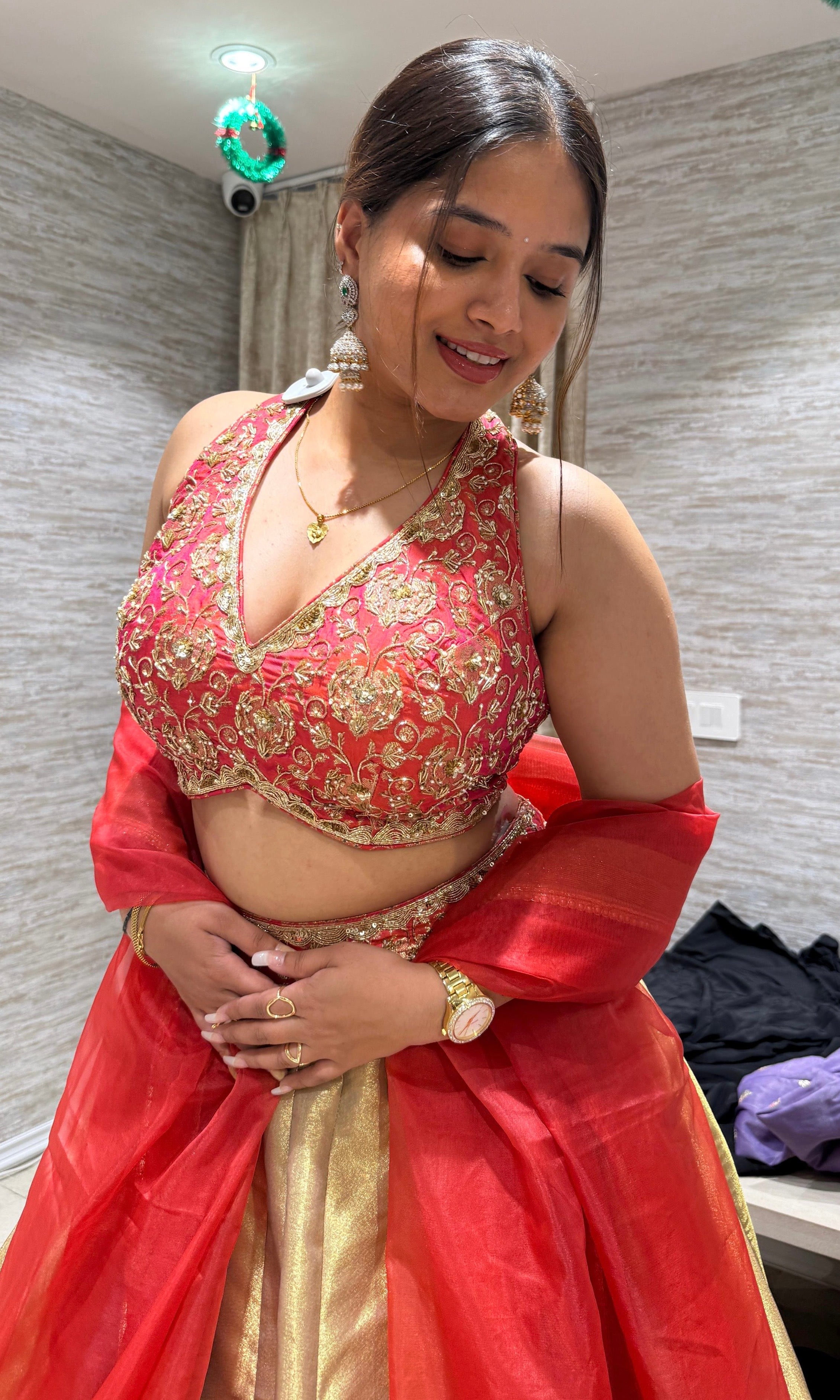 PINK and gold intricate embroiderY lehenga