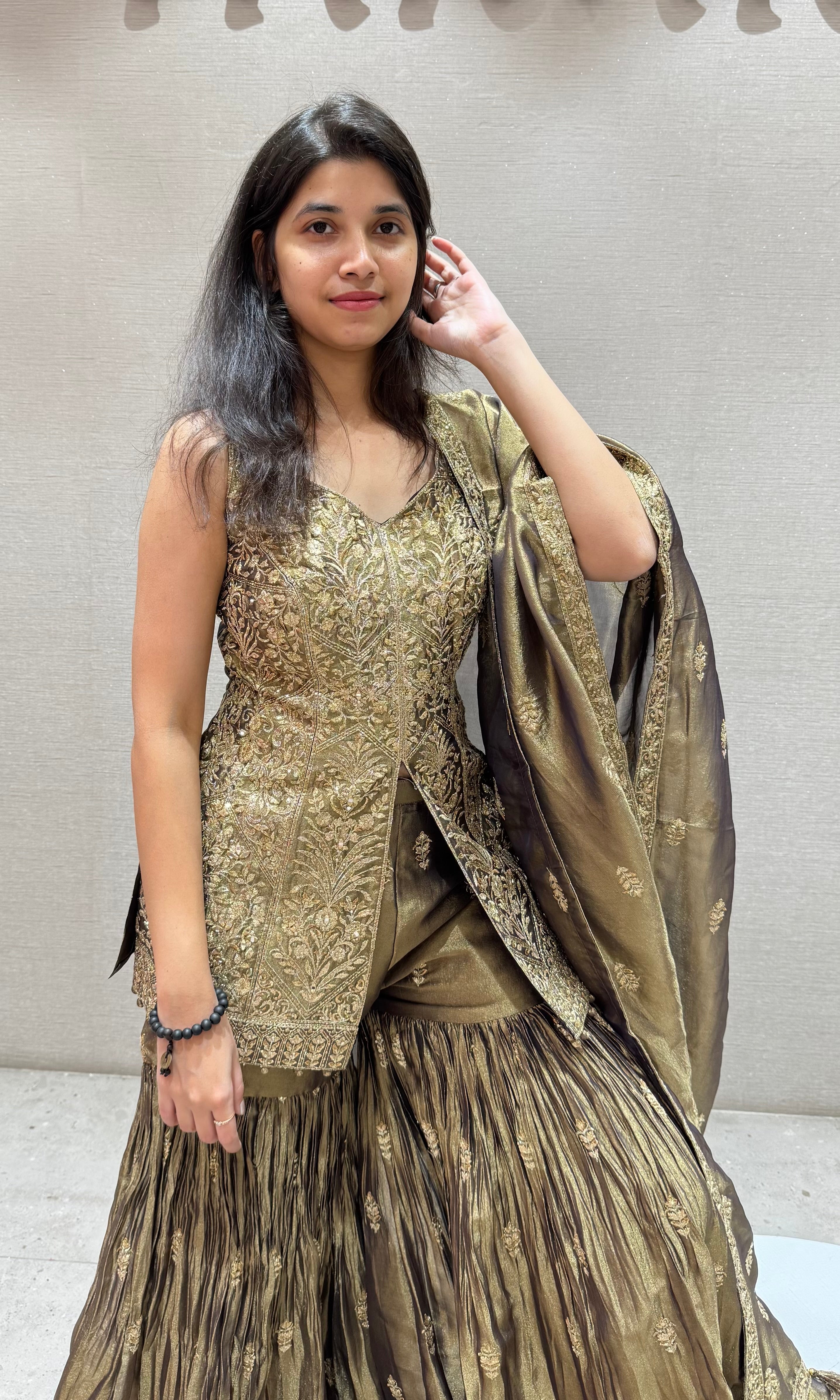 COPPER GOLD SHARARA SET