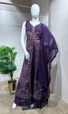 PURPLE FRONT SLIT ANARKALI & PALAZZO SET