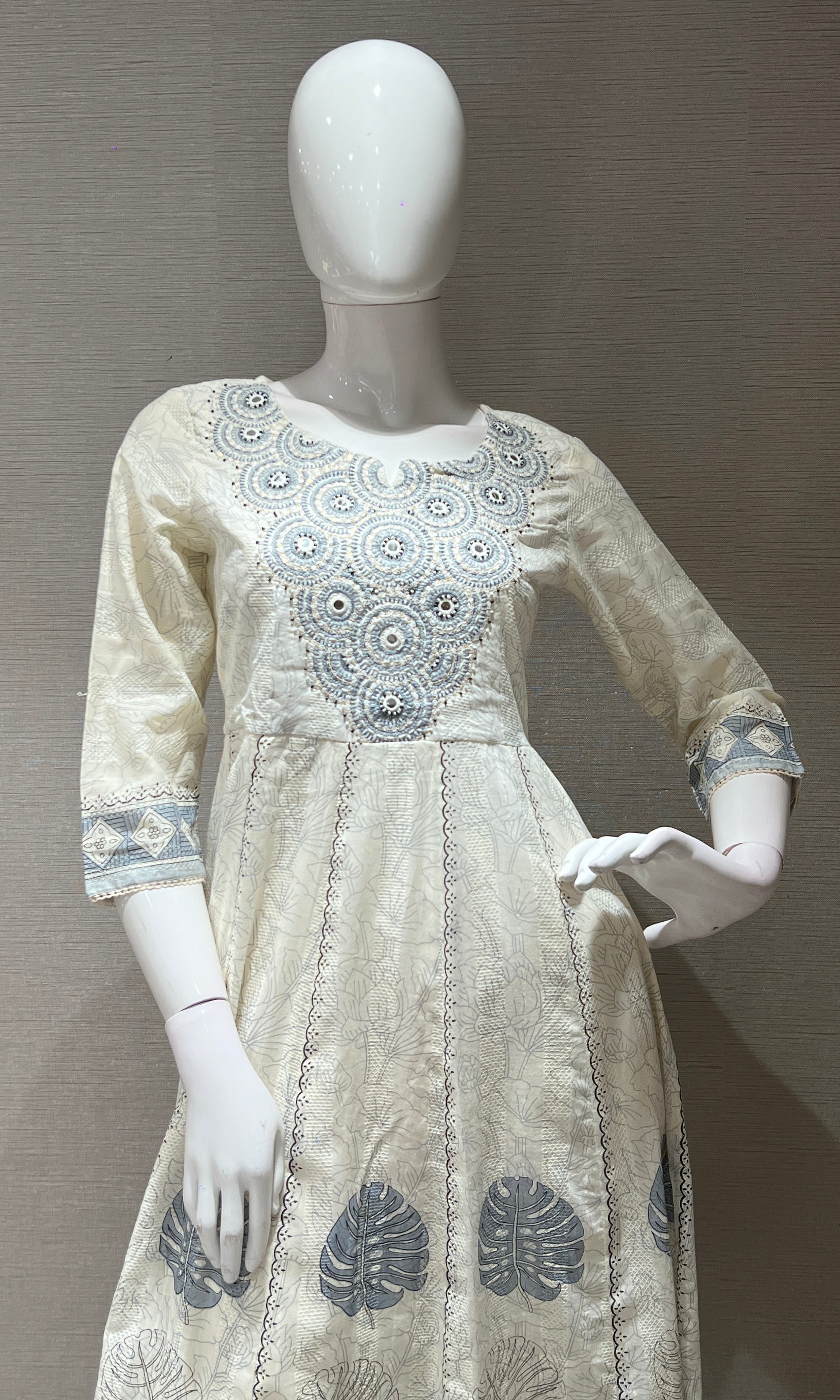 Light blue floral print kurta set