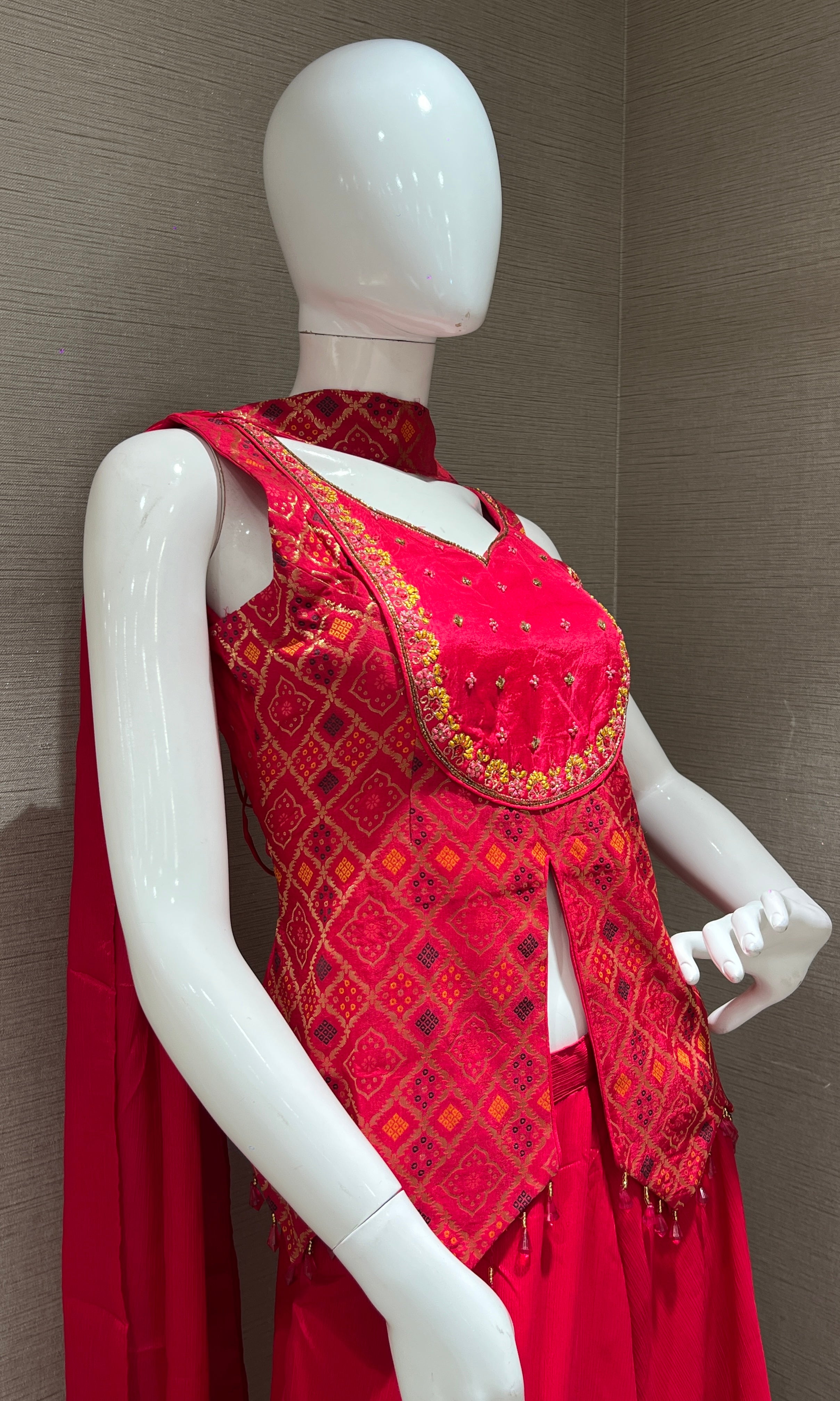 Rani Pink palazzo set with short blouse