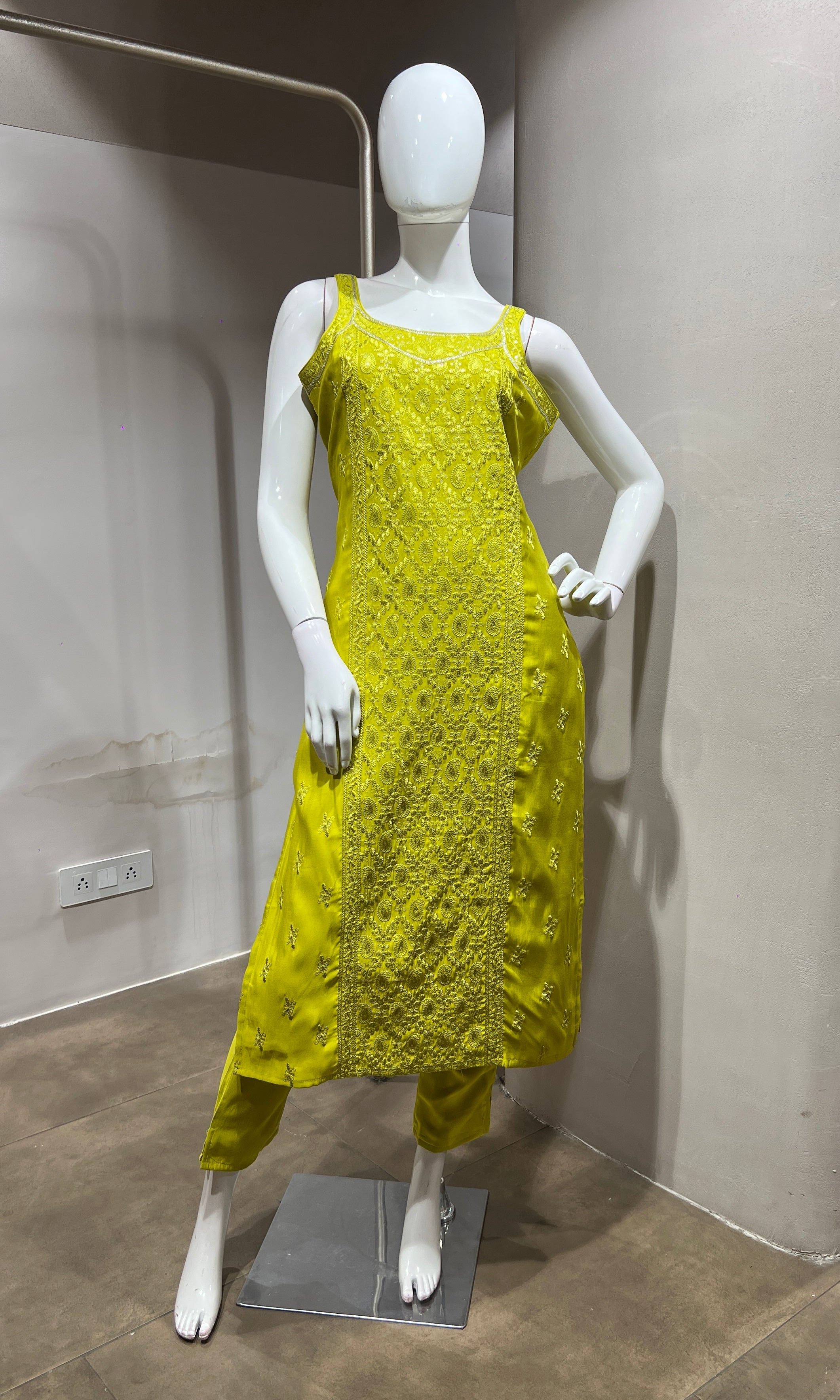 Green Georgette Straight Suit with Dupatta