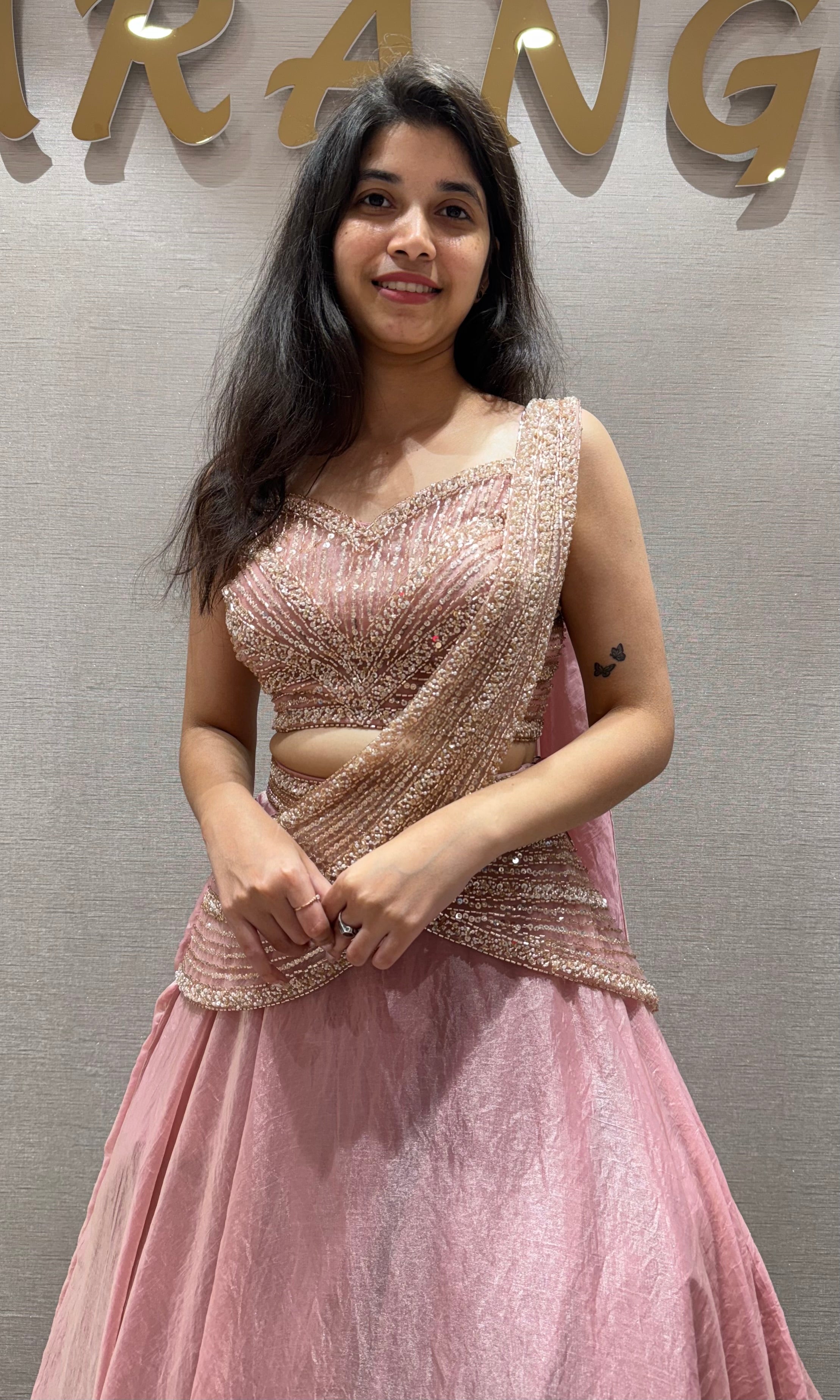 Baby pink LEHENGA WITH CORSET BLOUSE