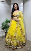yellow floral embroidered lehenga set