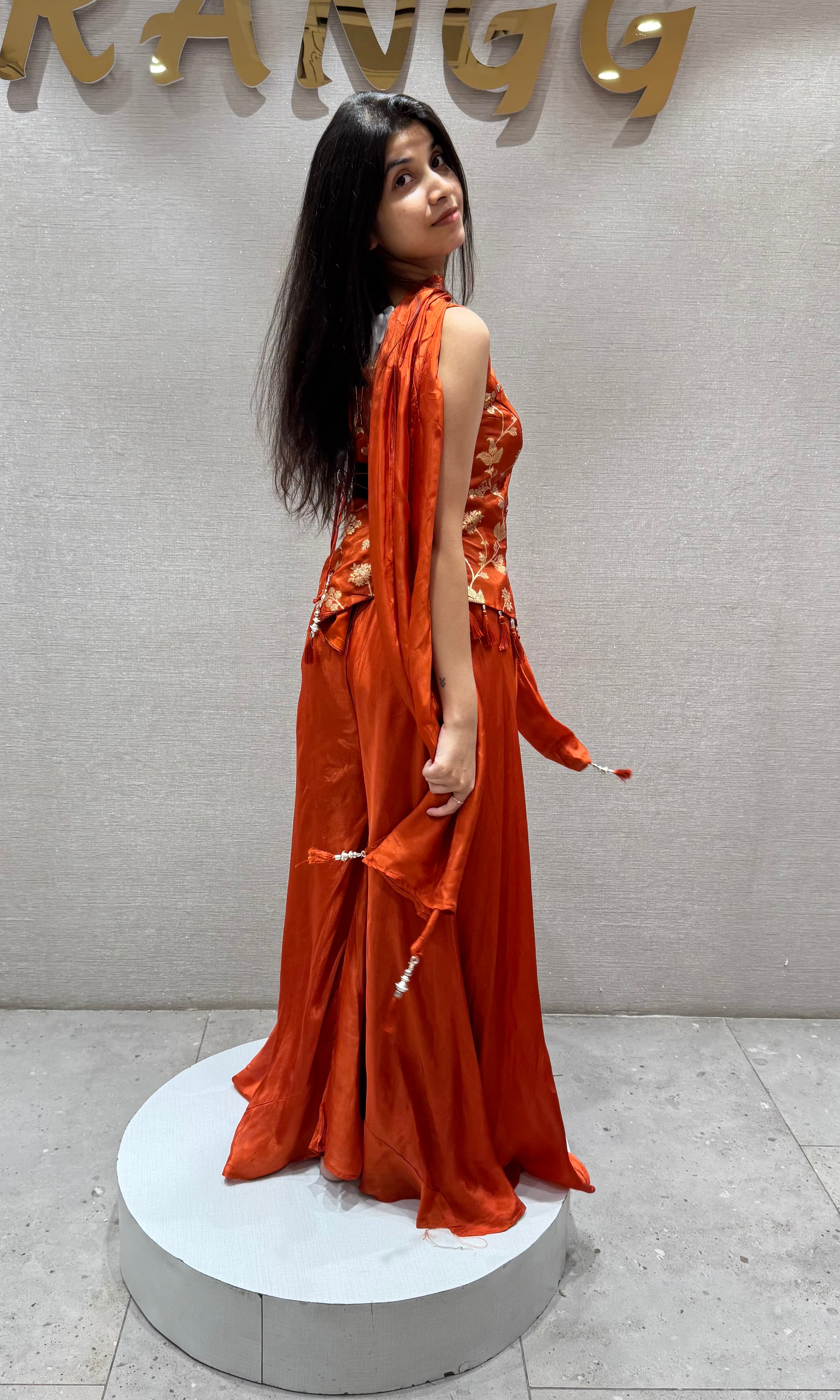 Rust Orange Peplum Palazzo set