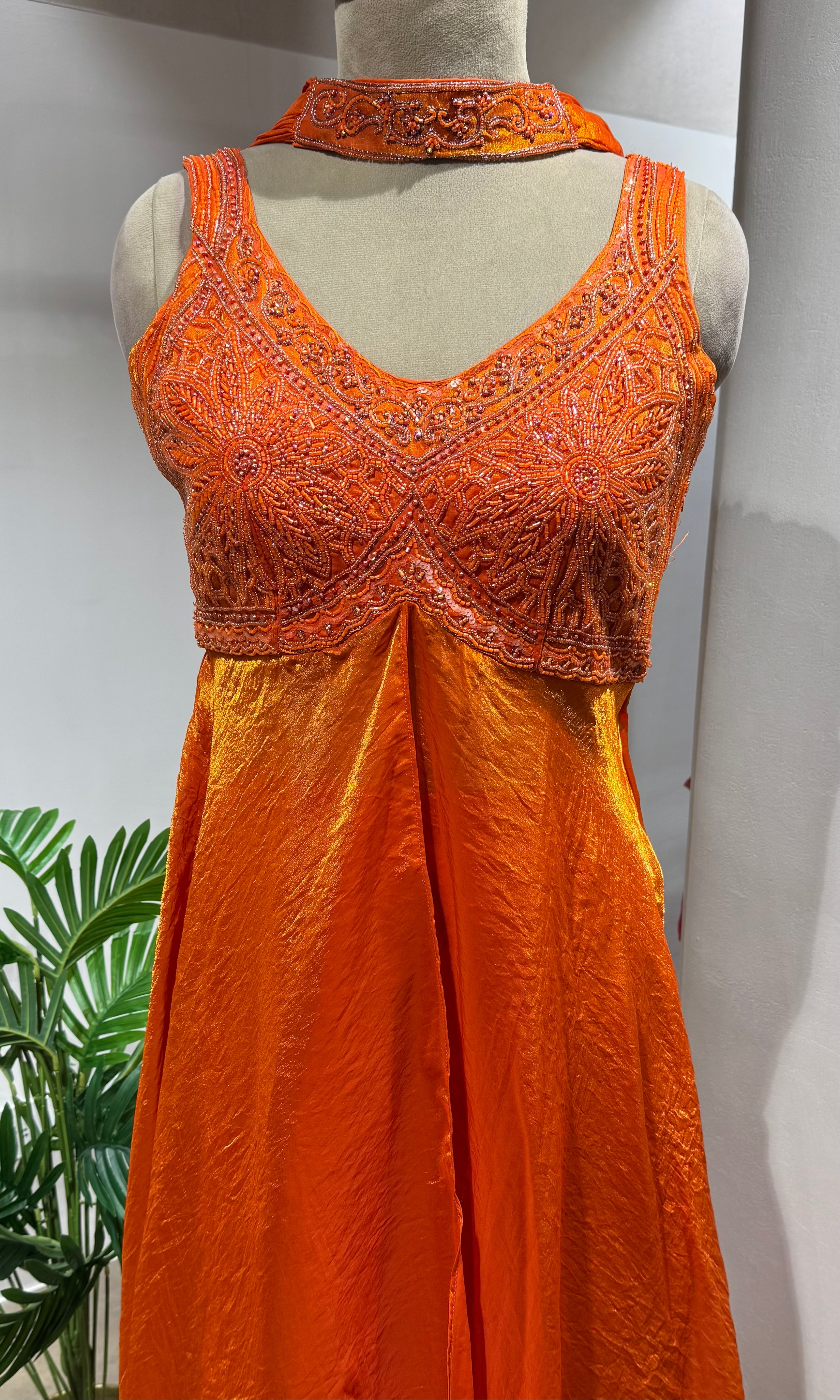 RUST Embroidered Anarkali Long Dress