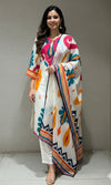 Cream multi coloured ethnic kurta set