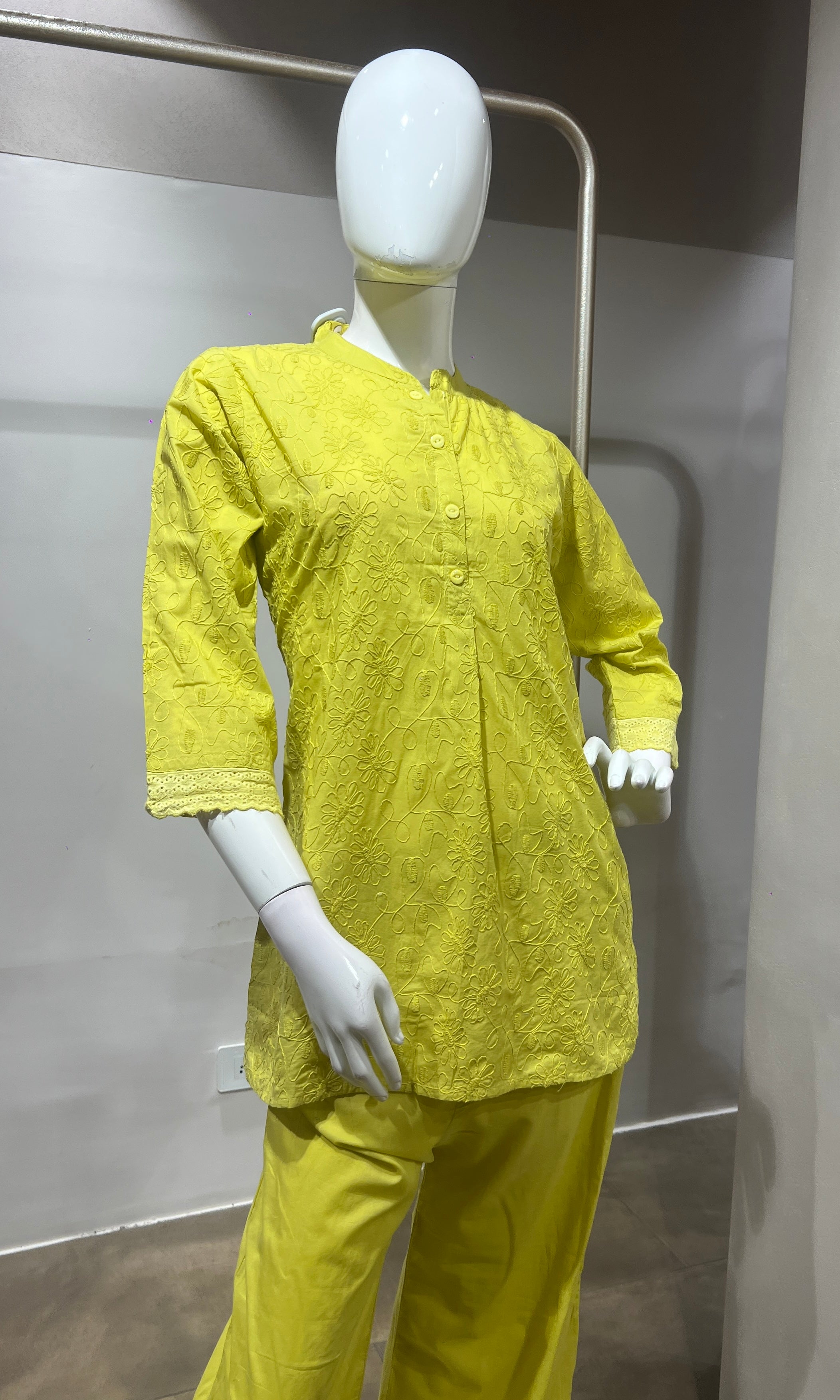 Mehandi Green Cotton Ethnic Co-ord Set