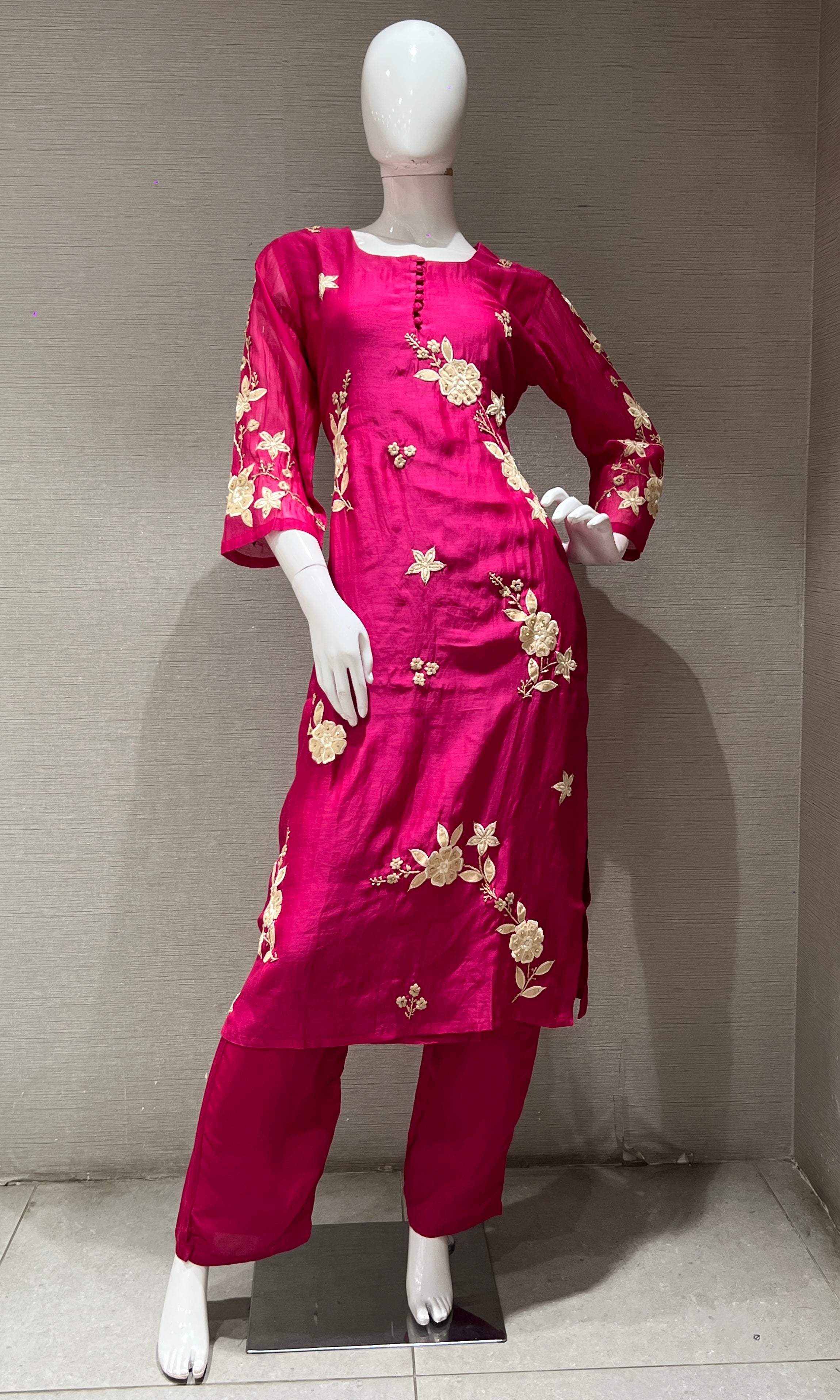 Rani PINK FLORAL MOTIF KURTA SET