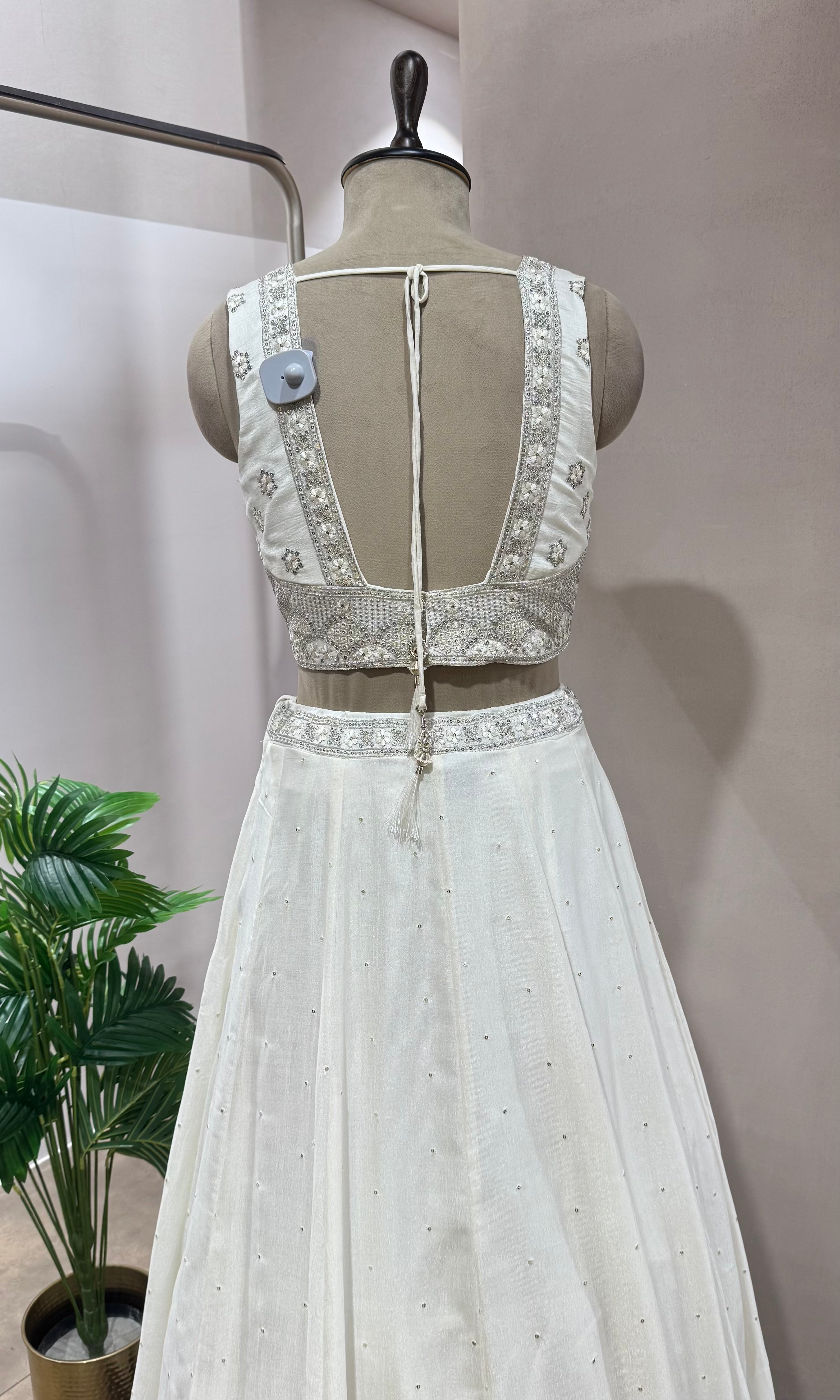 White EMBROIDERED Lehenga WITH DUPATTA
