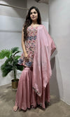 PINK Floral Embroidery SHARARA Set