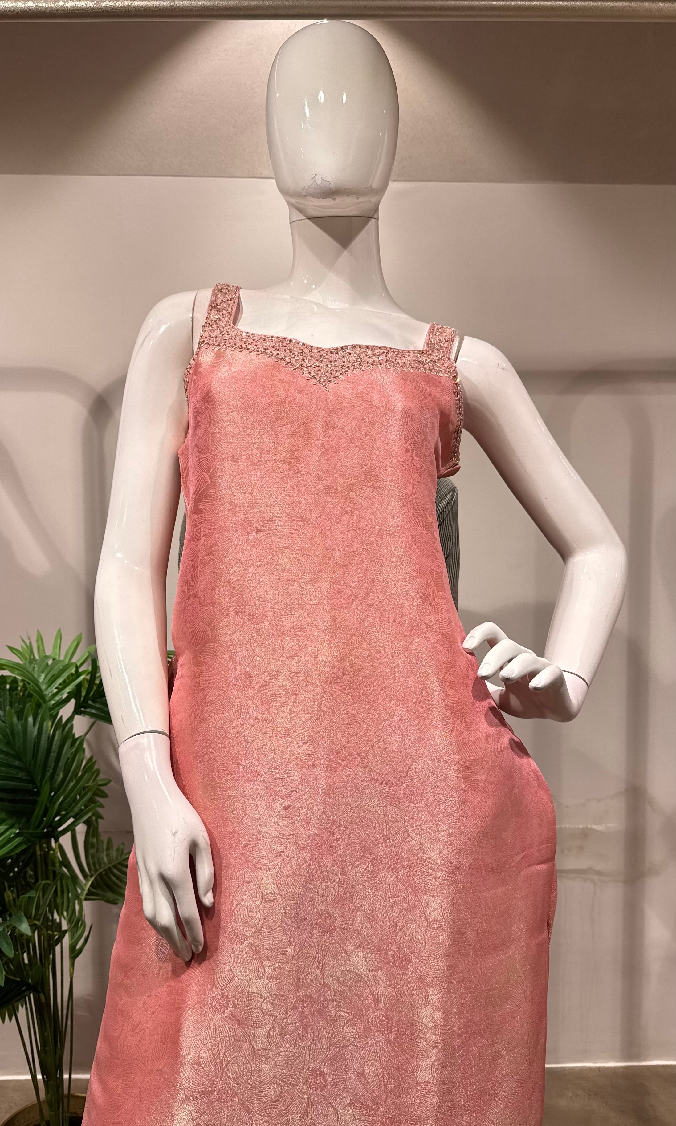 Pink golden kurta set