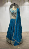 Rama Blue Embroidered Lehenga Choli Set