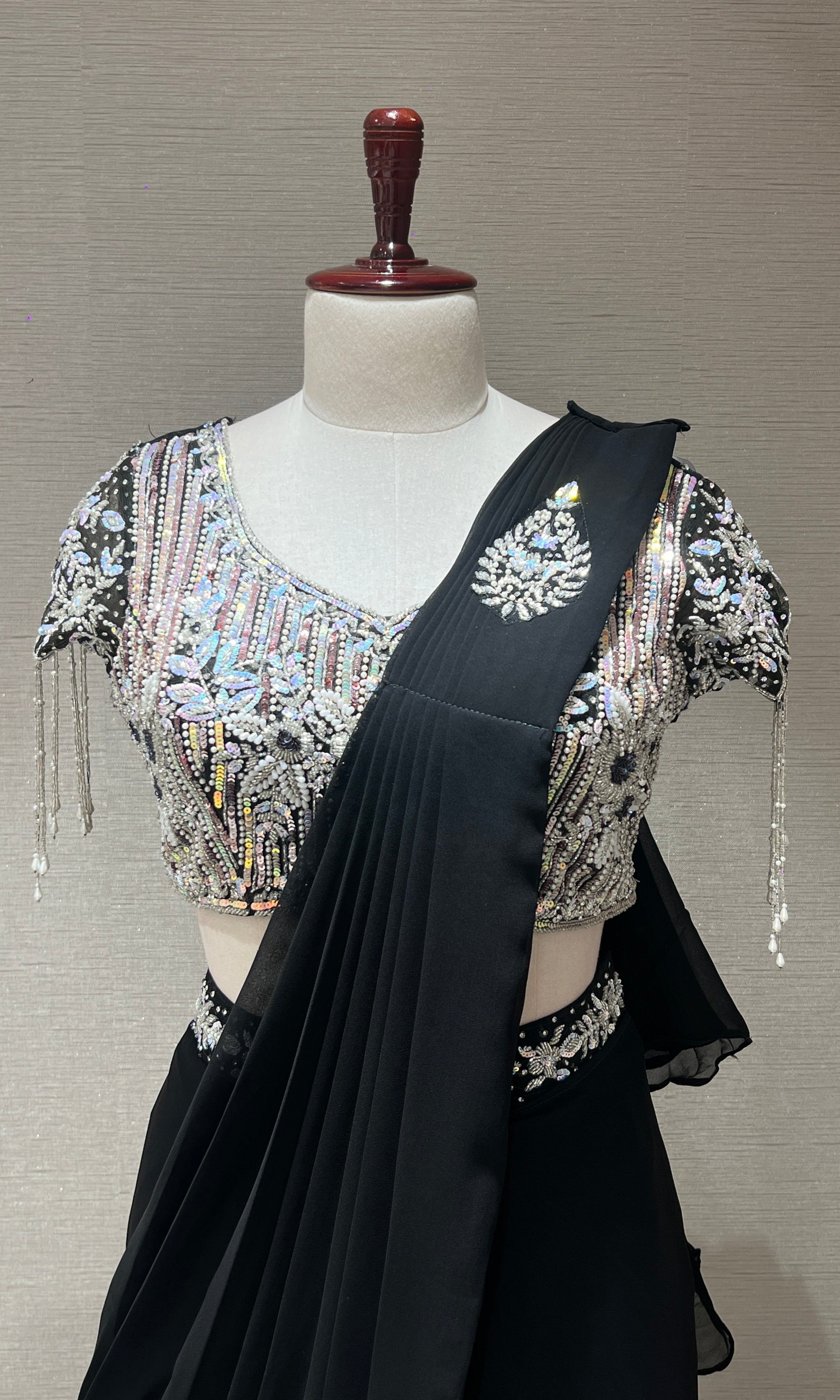 Black one minute saree