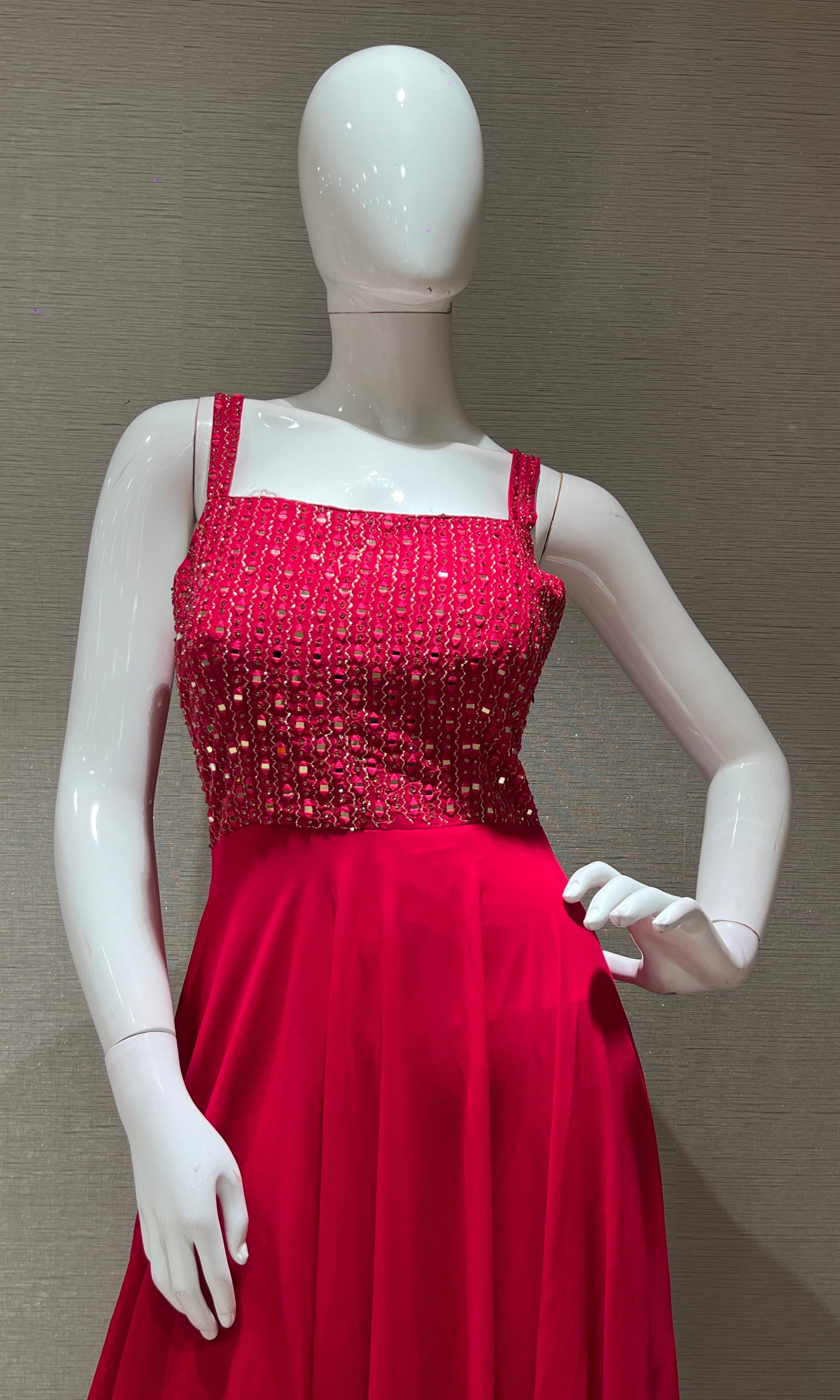 Rani pink EMBELLISHED ANARKALI LONG DRESS