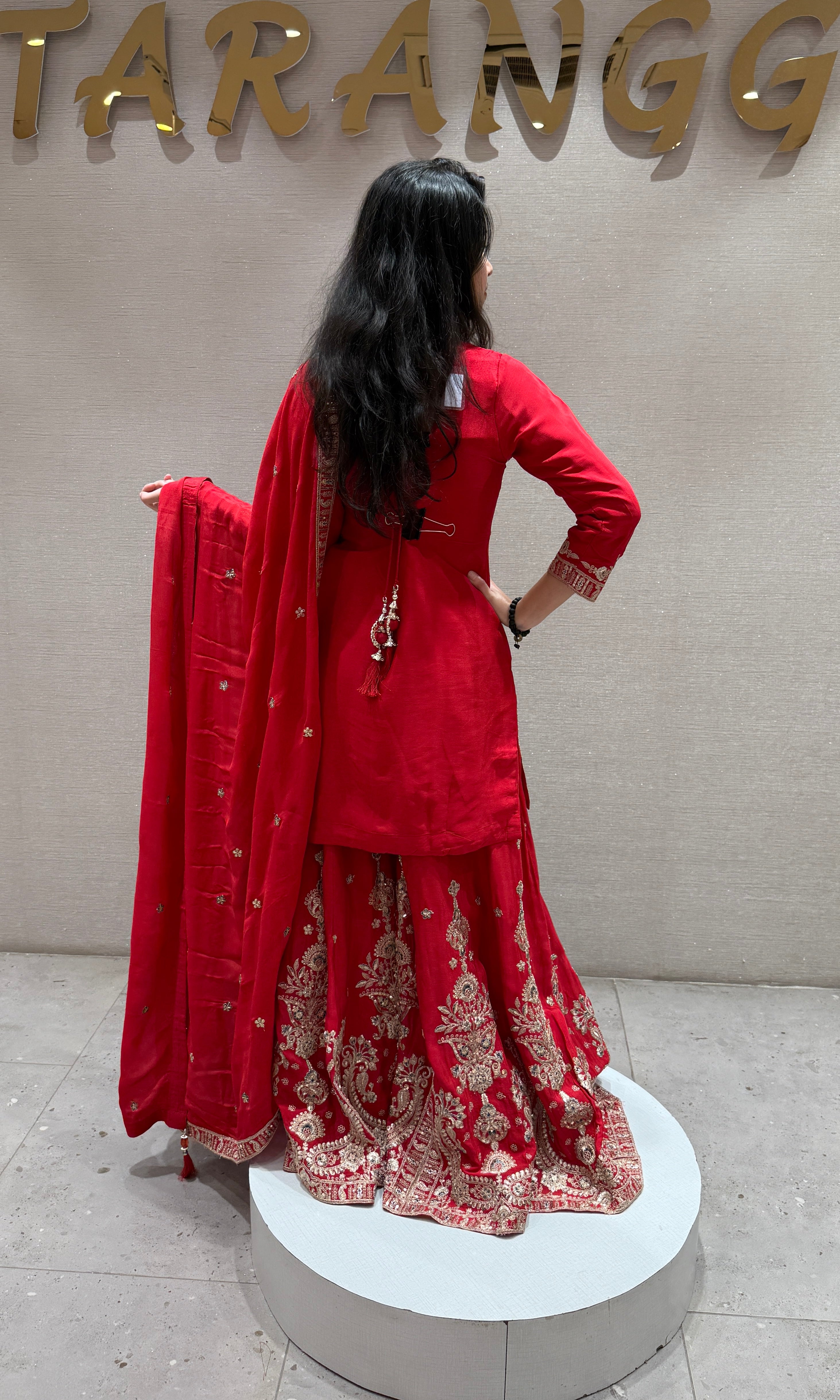 Royal Red embroidered Sharara Set
