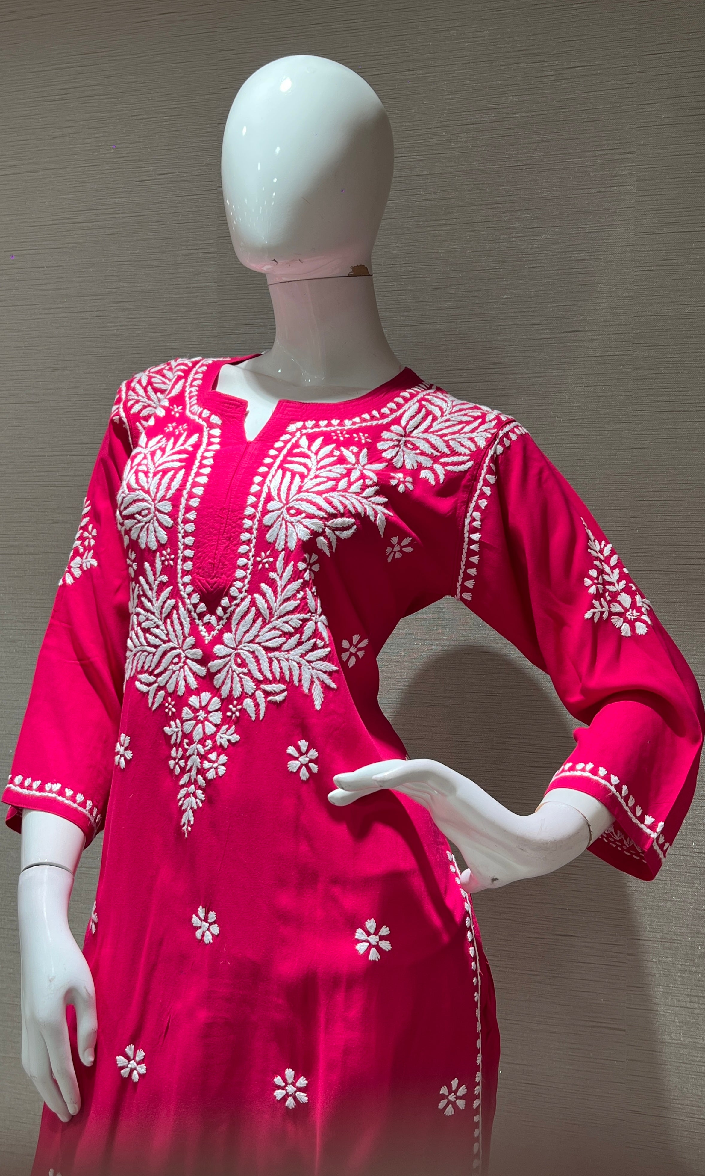 Rani pink CHINKANKARI KURTA SET