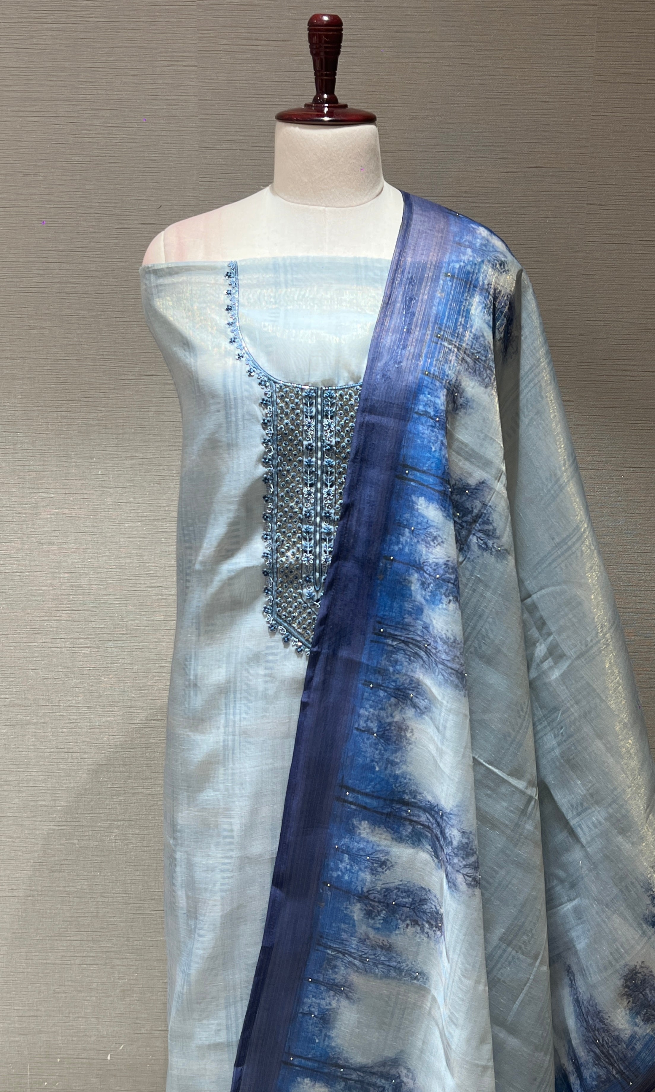 Light blue dress material