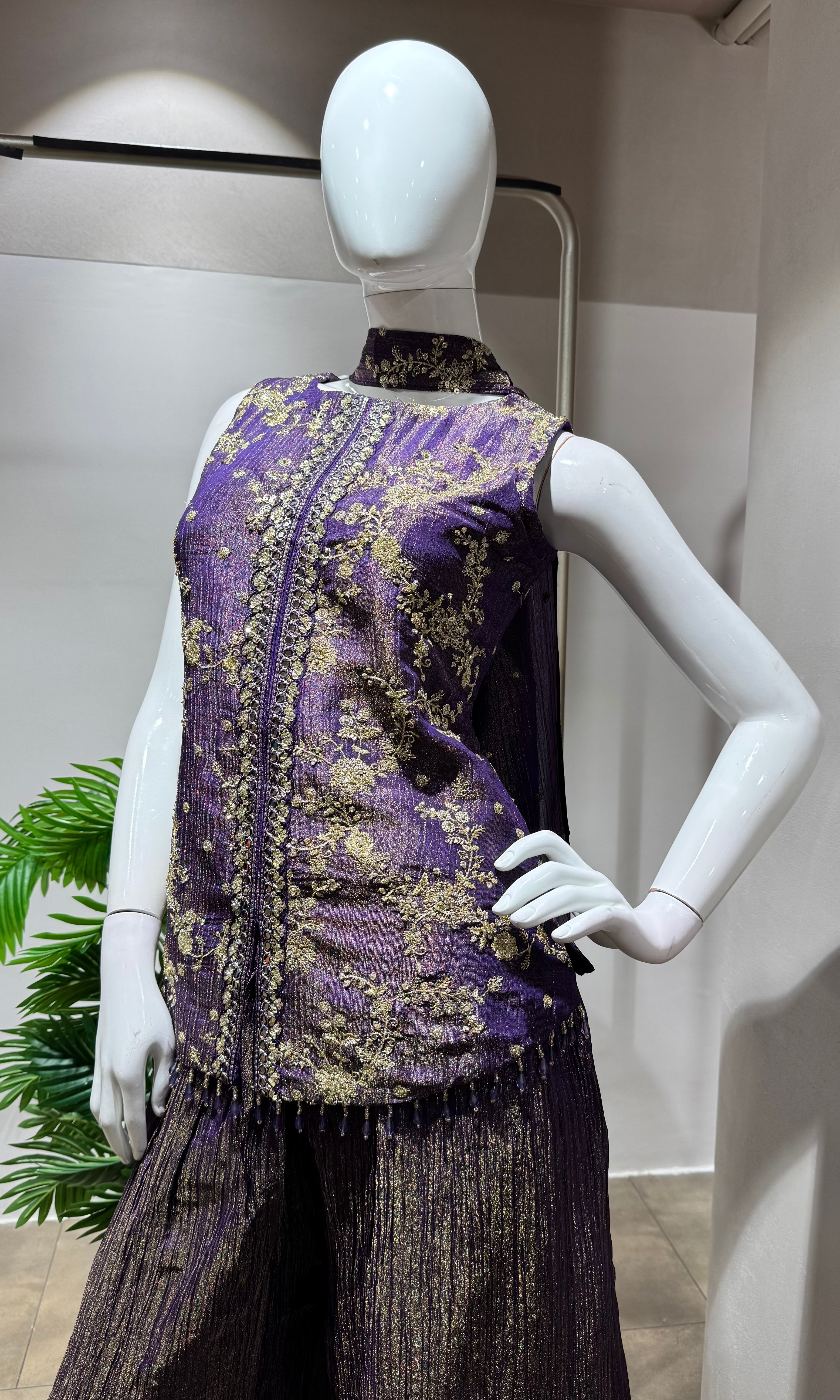 PURPLE GOLDEN ETHNIC PALAZZO SET