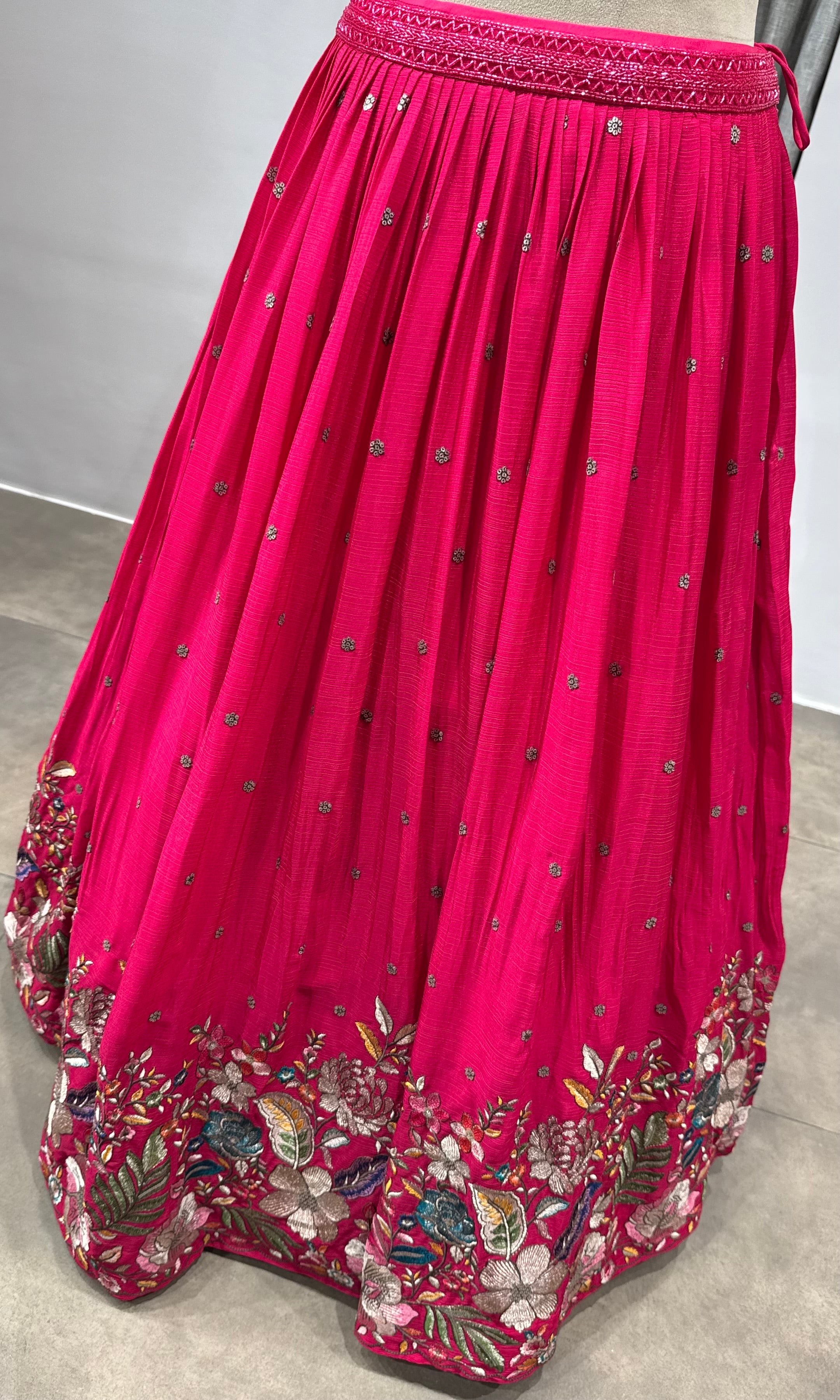 Rani Pink Floral Embroidered Lehenga Set