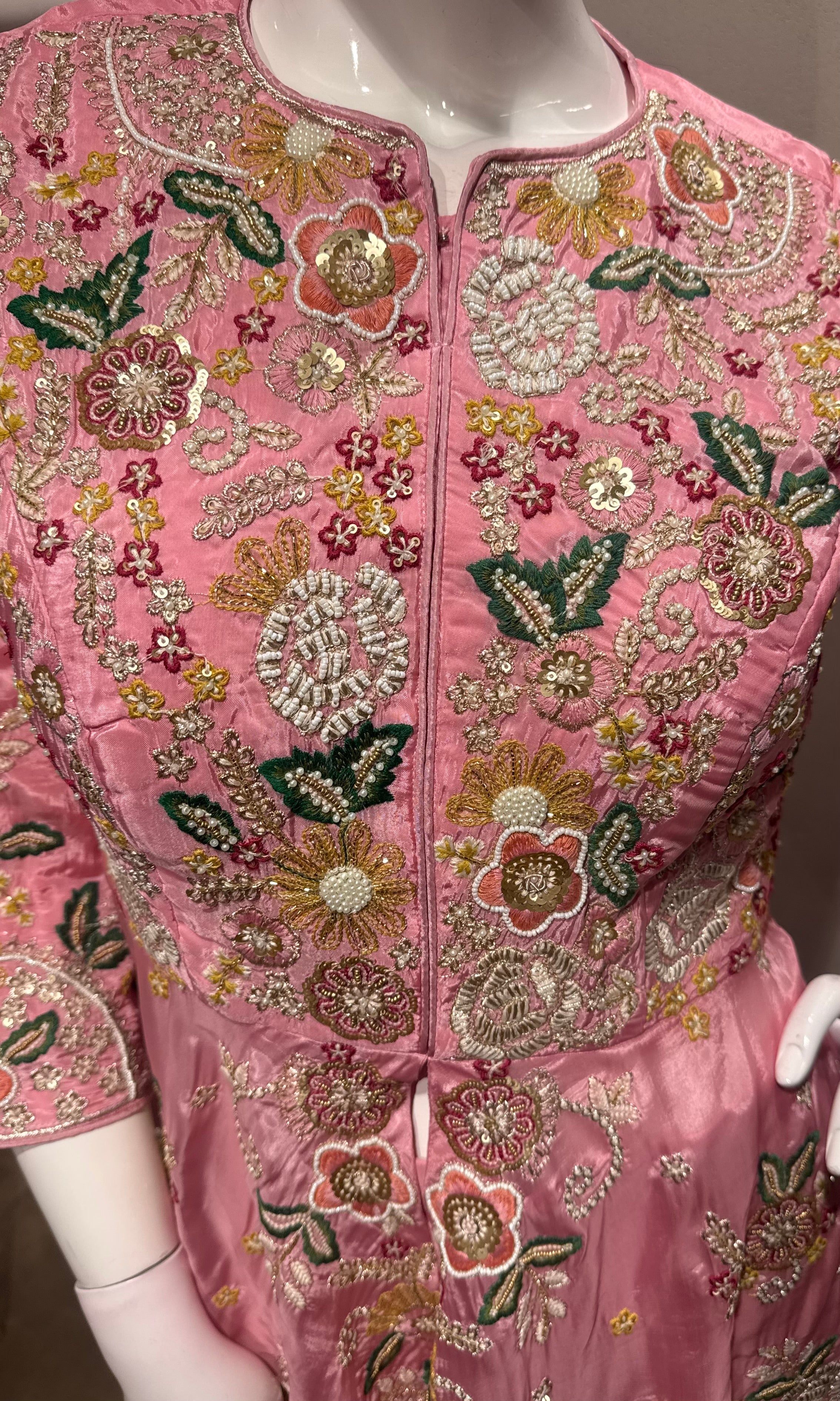 Rose Pink Floral Embroidered Palazzo Set