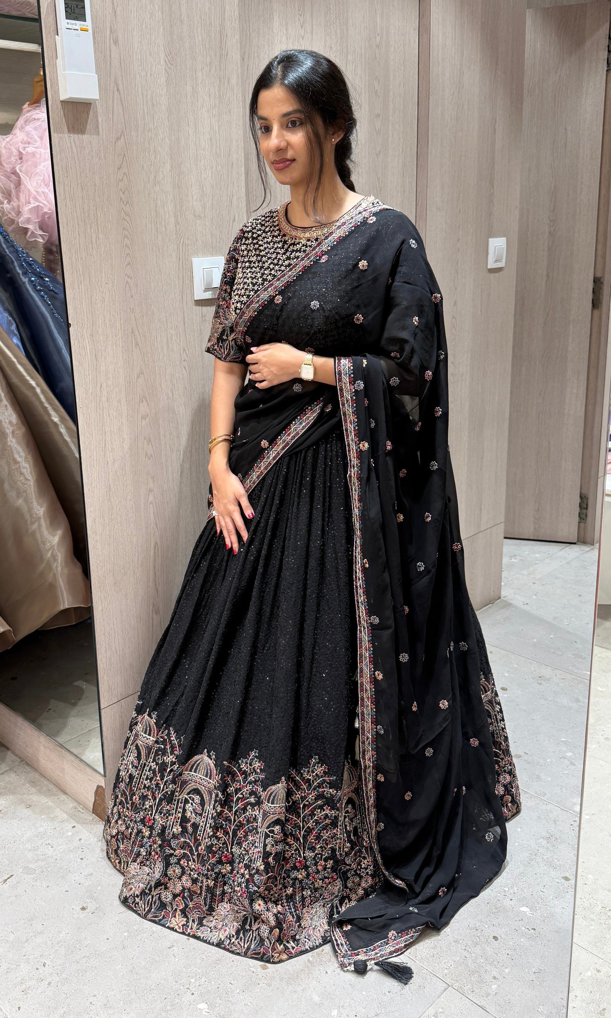 Elegant Black embellished Lehenga