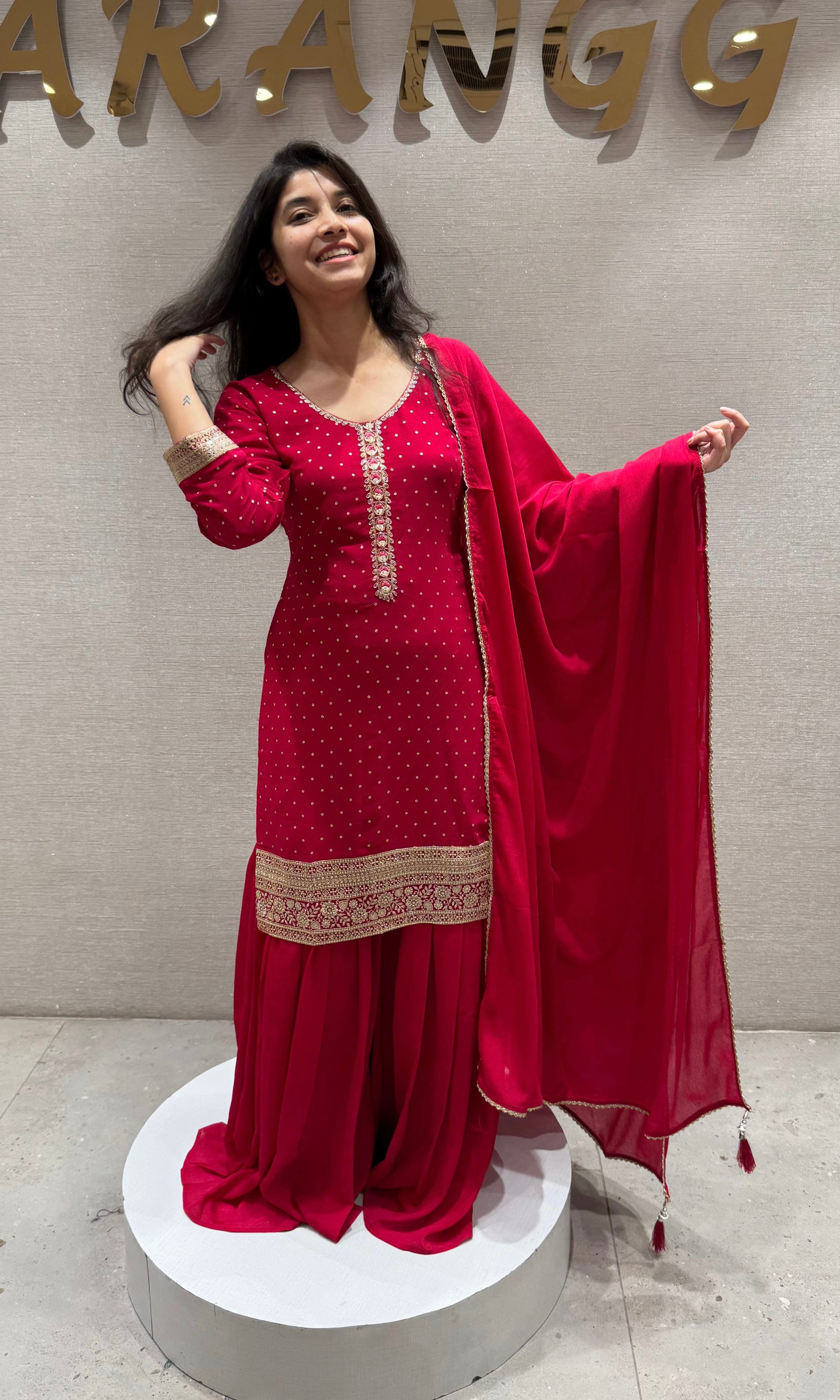 Ruby Radiance Sharara Set