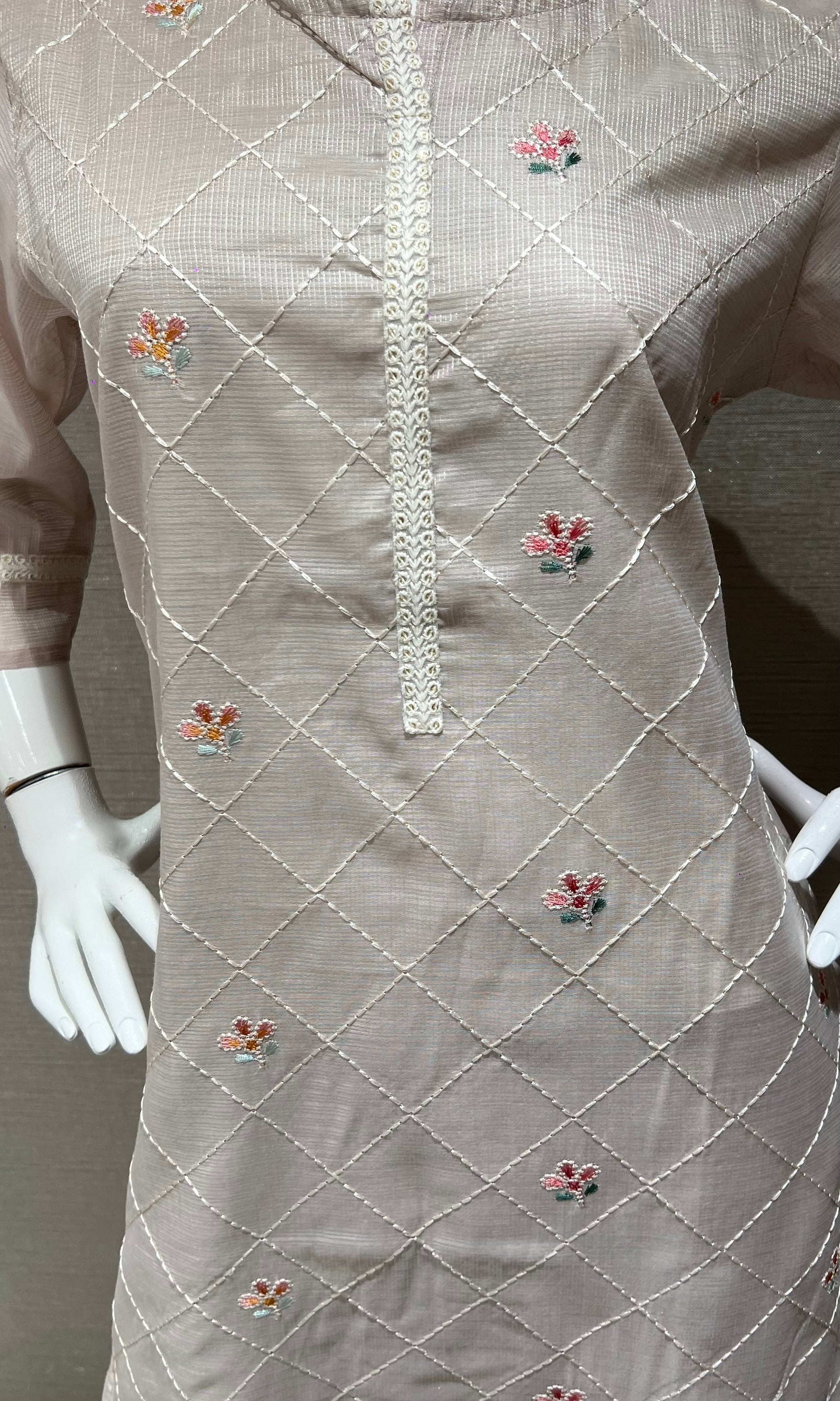 Light Pink floral Cotton Kurta Set