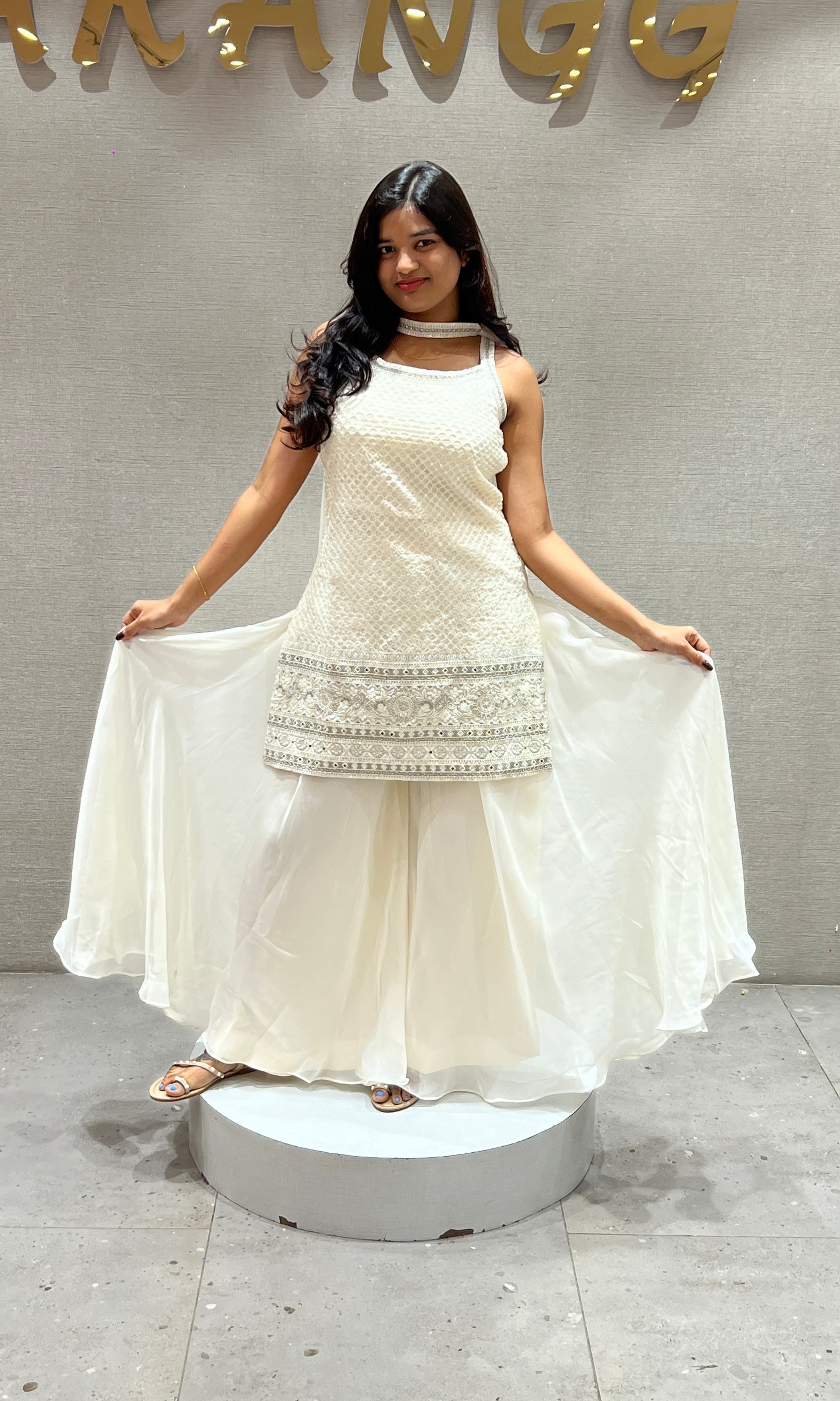 Ivory Cream Embellished Sharara set