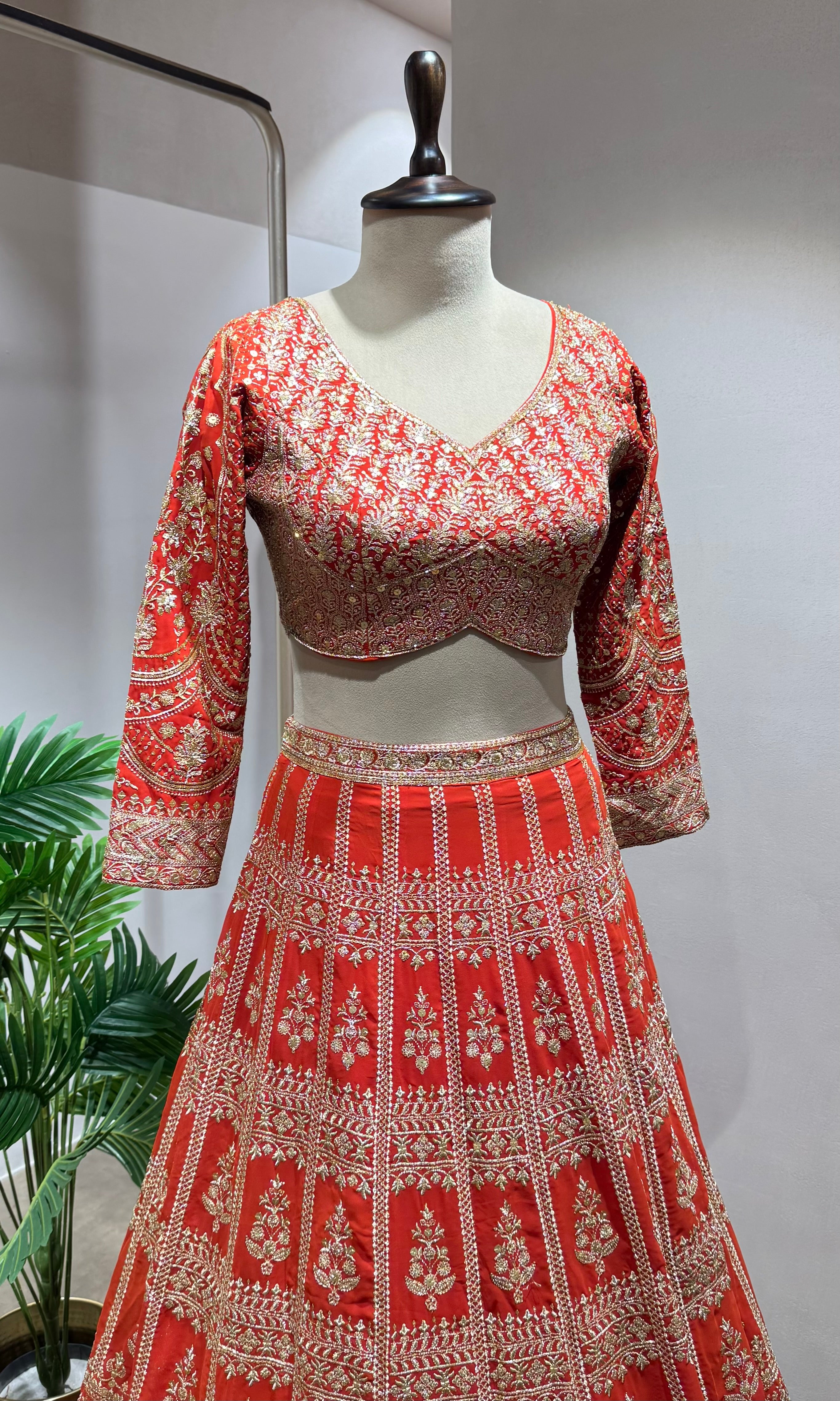 ORANGE GOLDEN Lehenga with Heavy Embroidered Blouse