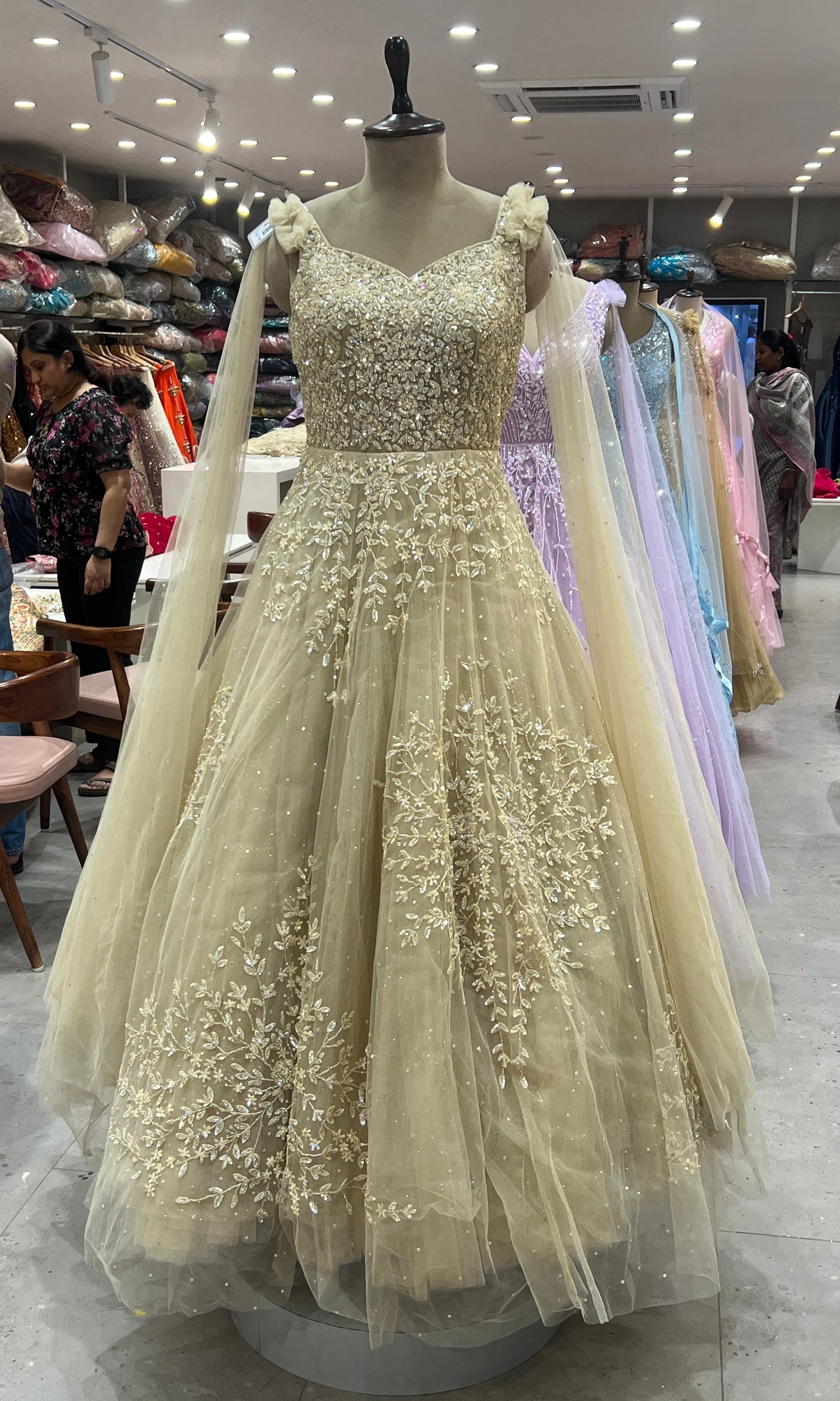 Golden Bloom Embroidered Gown