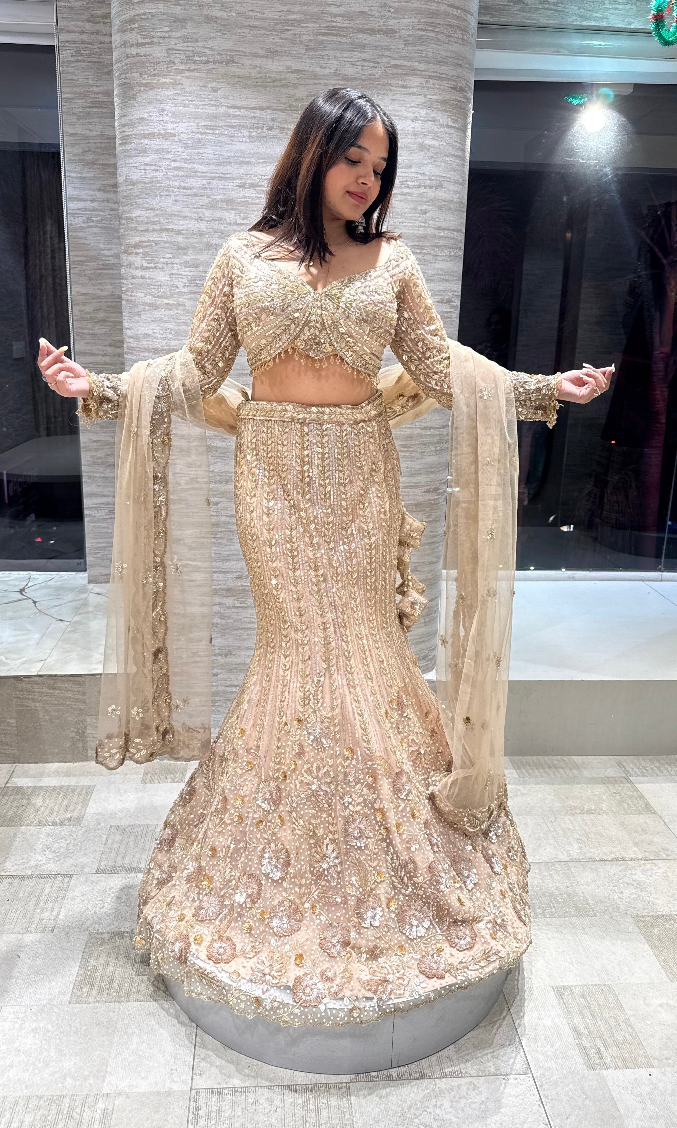 Gold Crystal embroidered Lehenga
