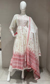 maroon printed anarkali Kurta set with dupatta