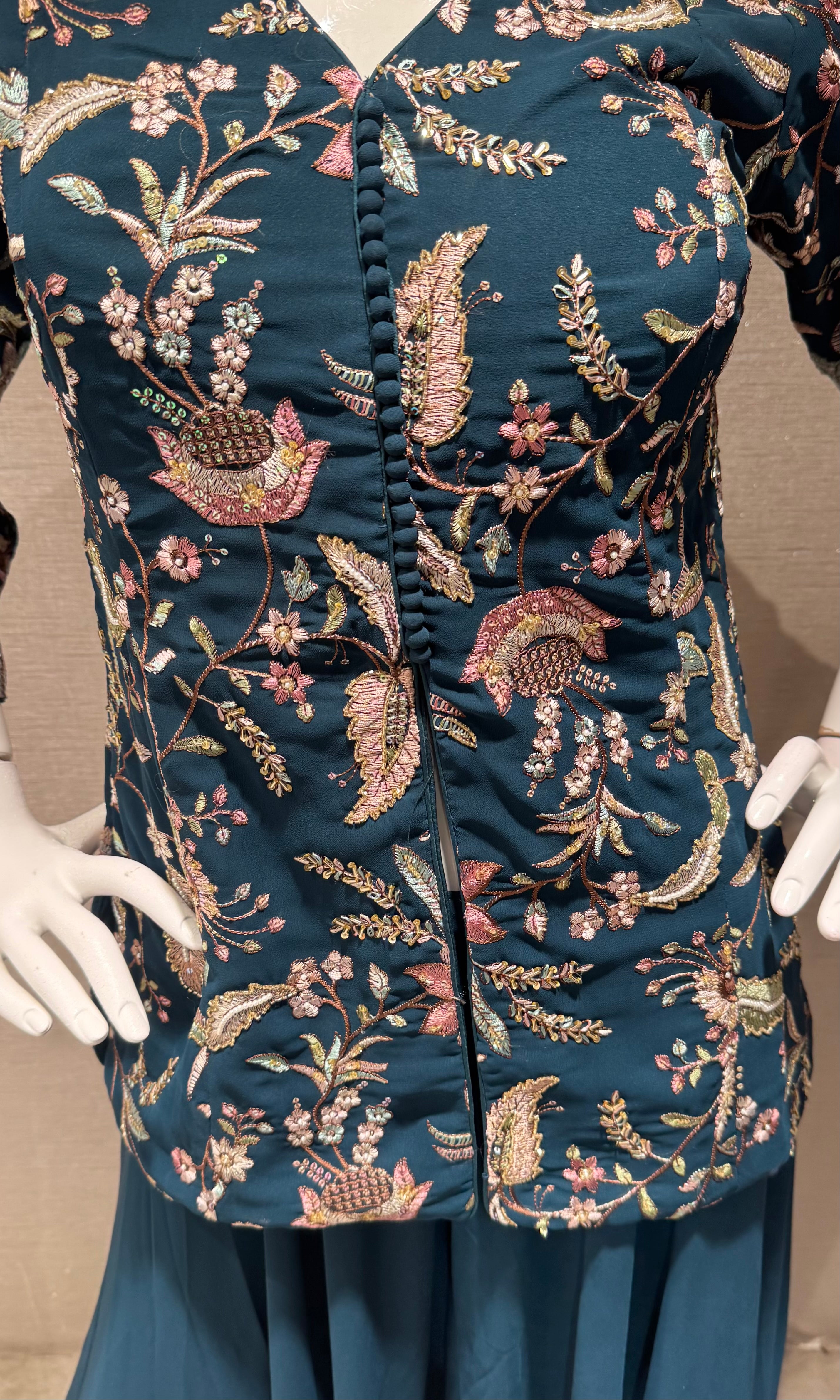 Green Flora Fauna Flared sharara set