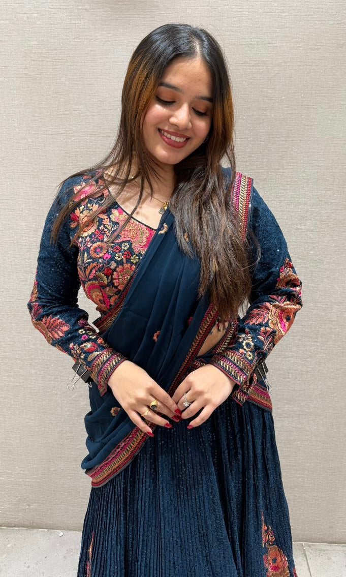 Teal blue Lehenga
