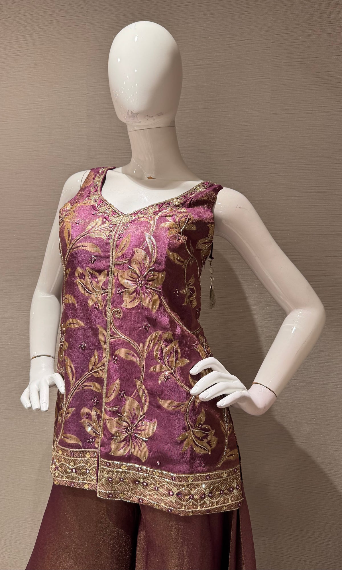 WINE Banarasi Brocade Silk Palazzo set