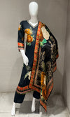 Black Elegant Floral Printed KURTA SET