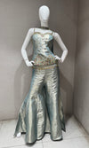 Pista Green Shimmer Corset Top and Stoned Palazzo Set