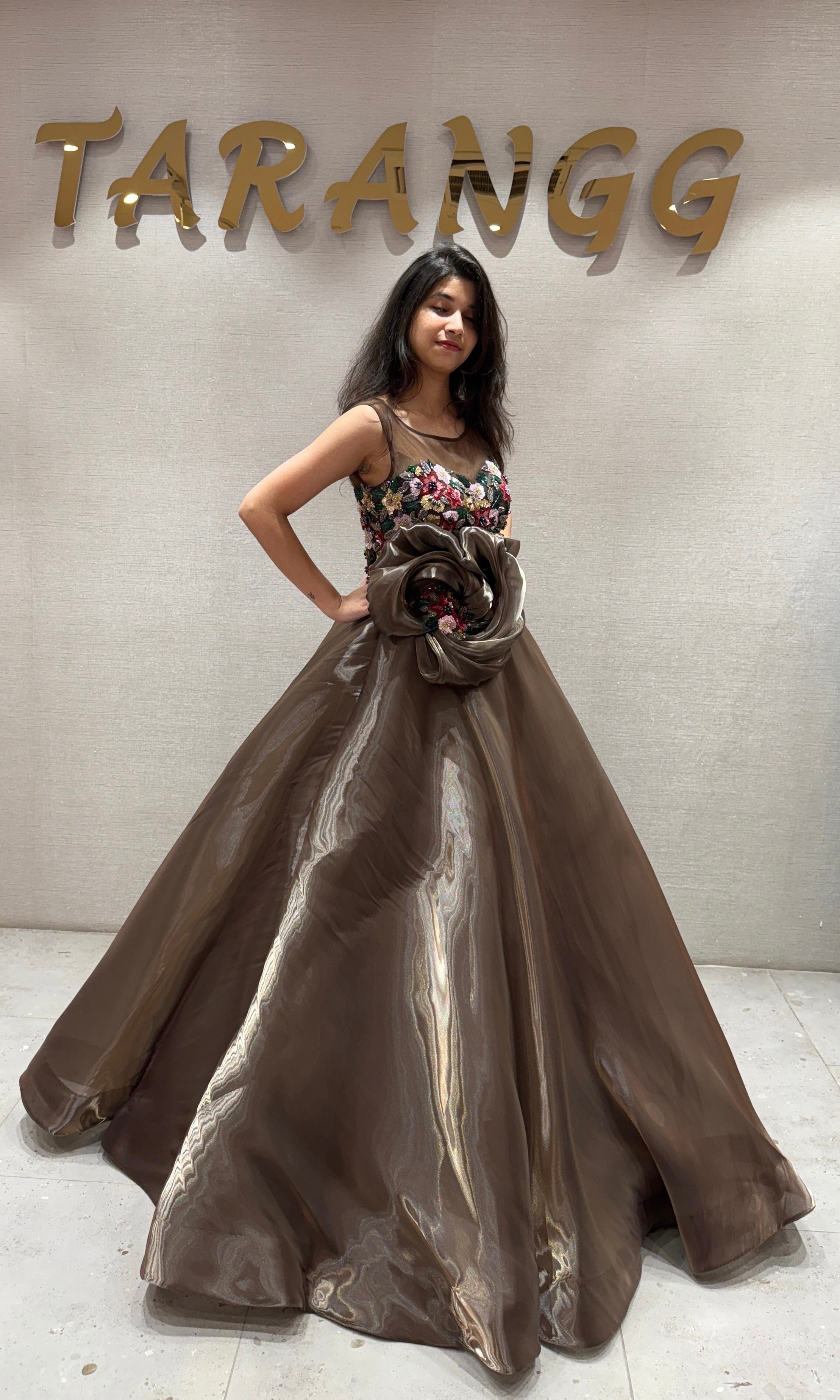Champagne Dream Floral Ball Gown
