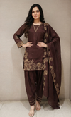 Brown floral farsi salwar kurta set