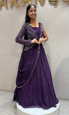 Wine Embellished Floor-Length Anarkali Gown