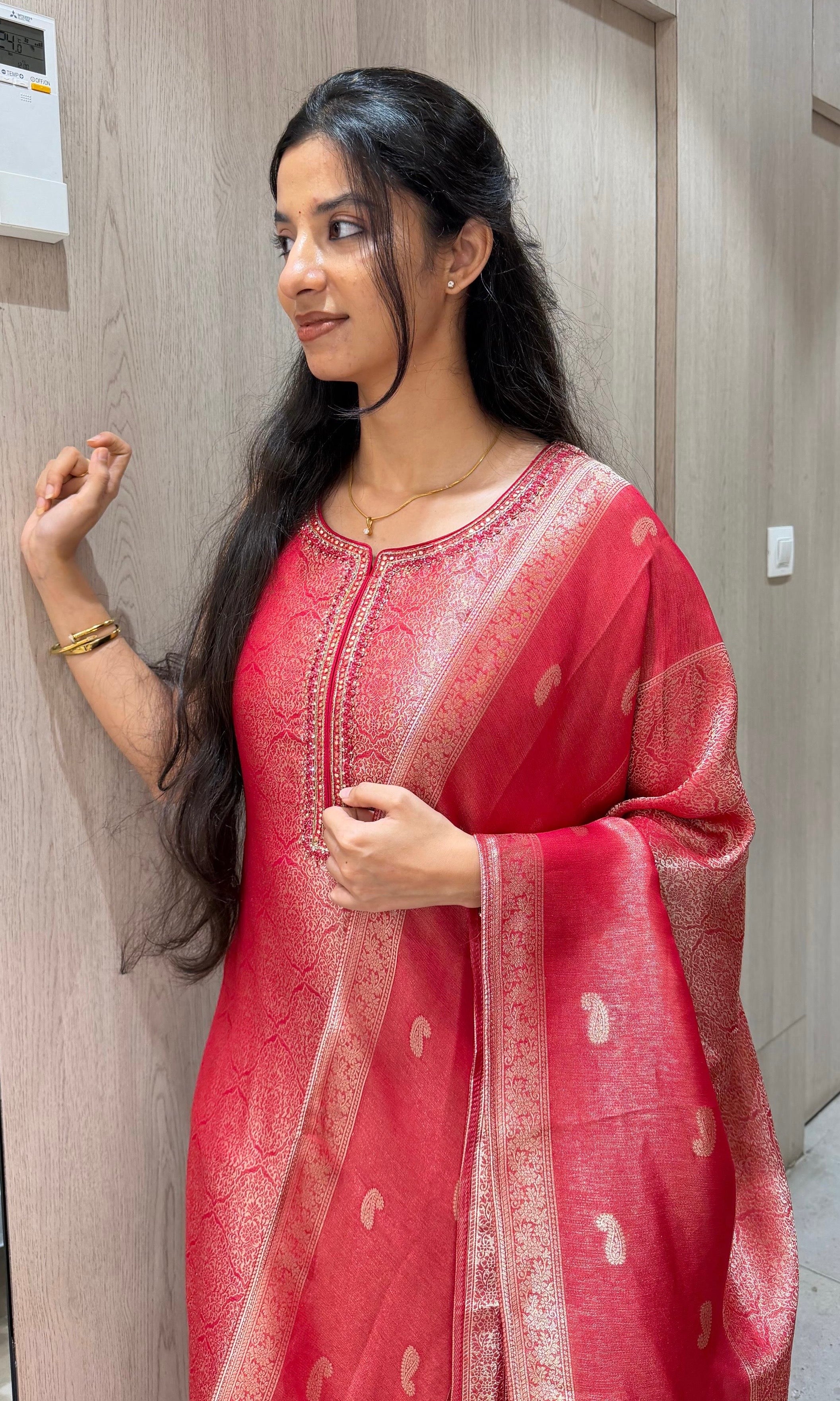 Rani pink ethnic kurta set with dupatta