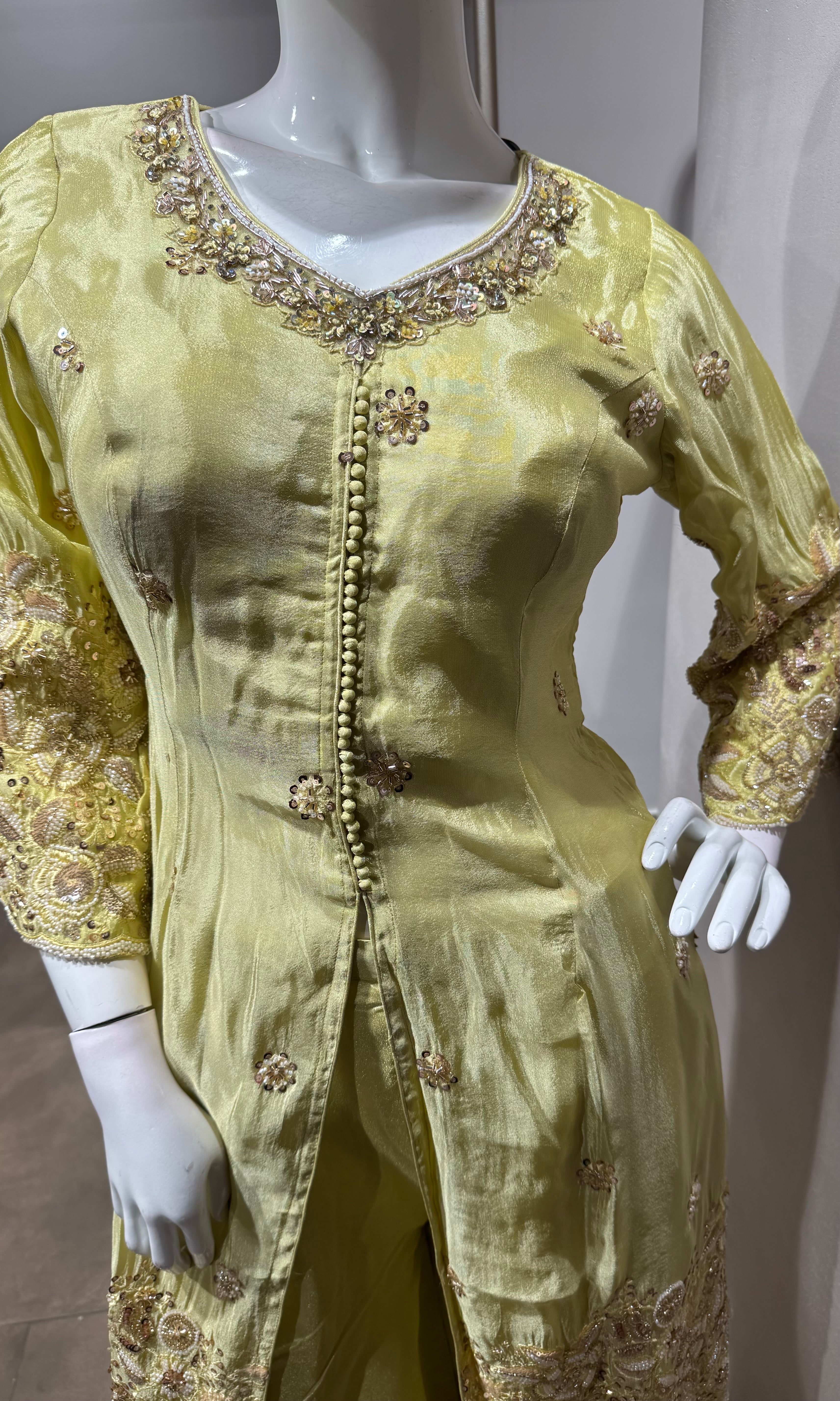 yellow golden glow sharara set