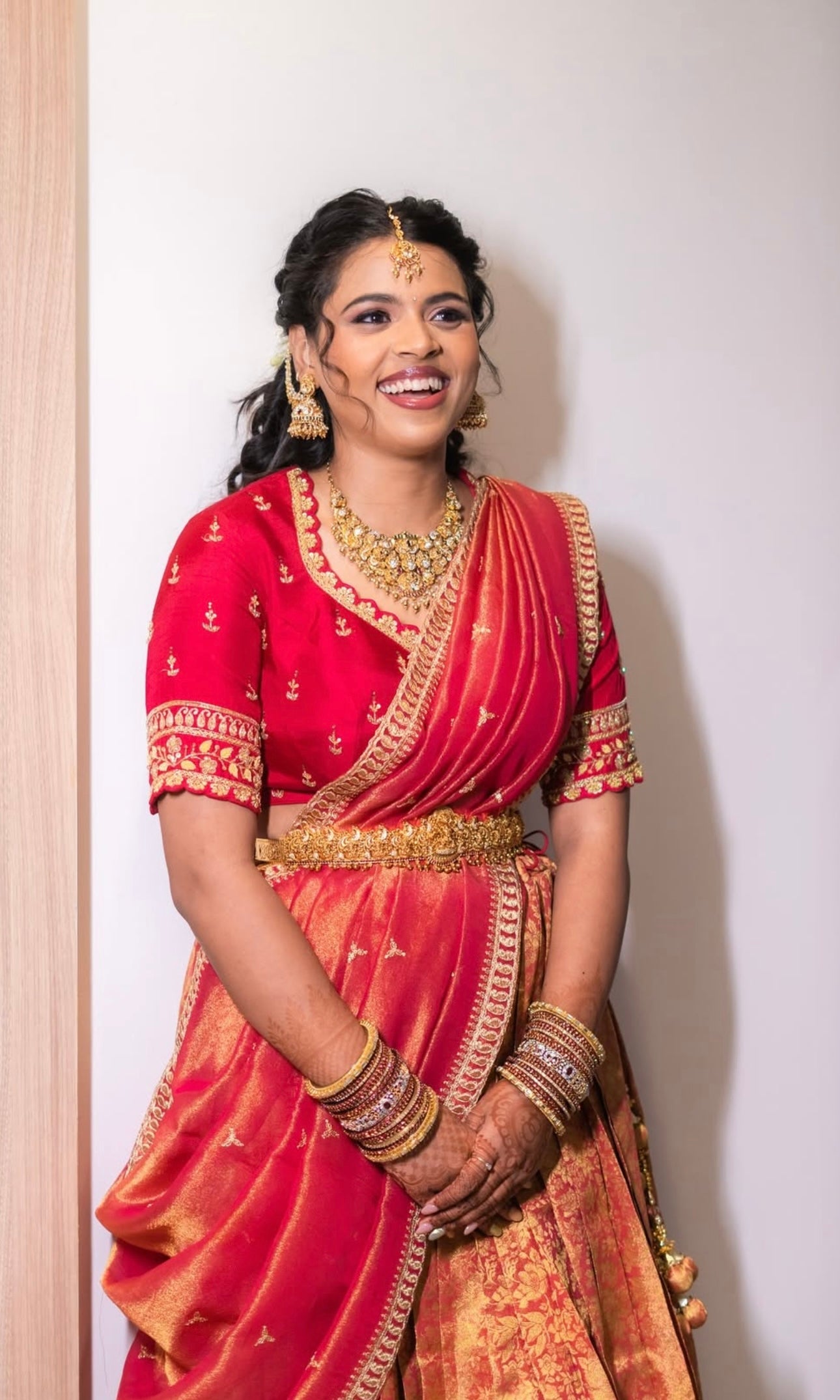 Banarasi orange Red Pattu Lehenga