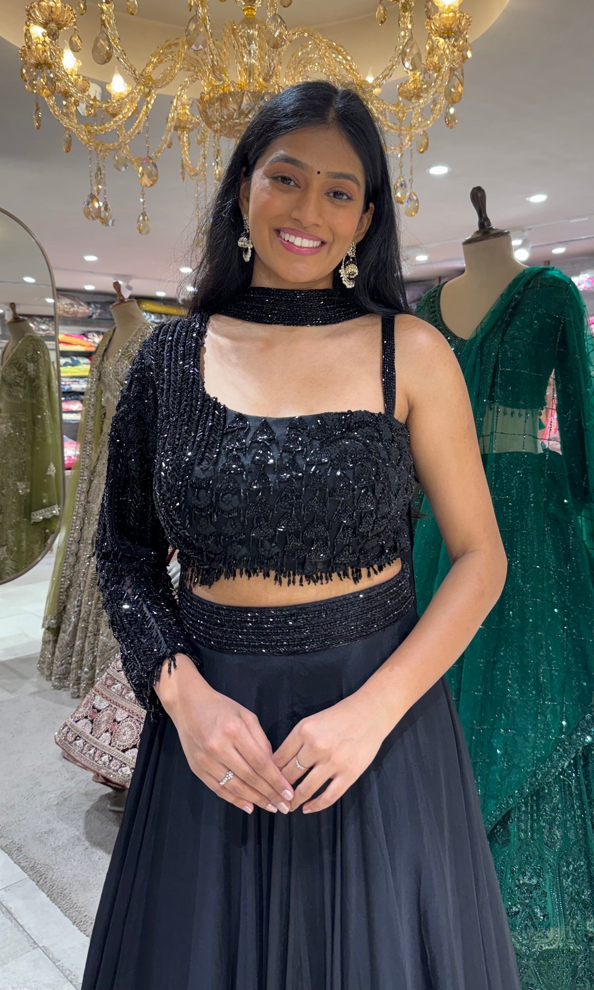 Elegant Black Sequined Lehenga Choli Set
