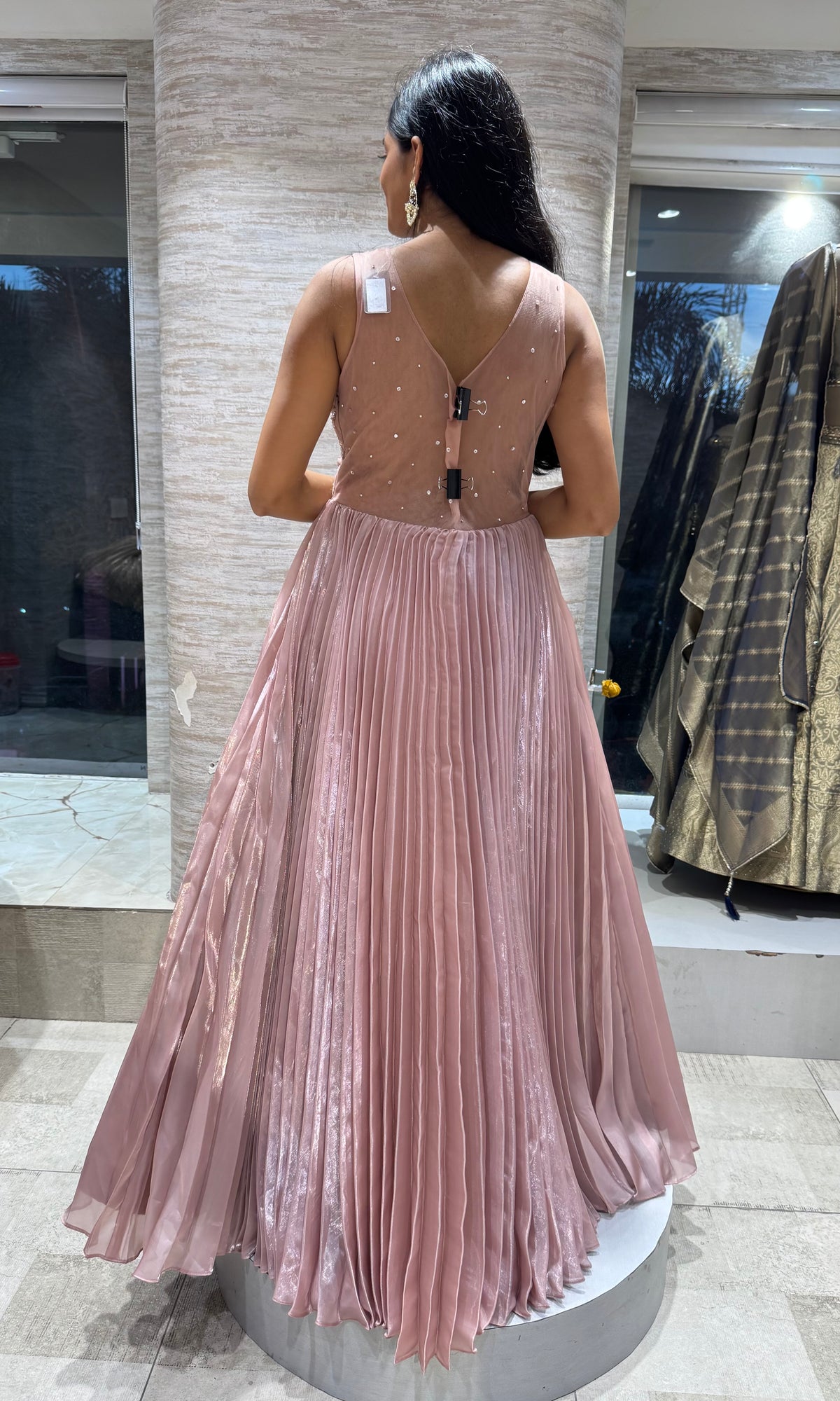 Blush Peach Embroidered Anarkali Ballgown