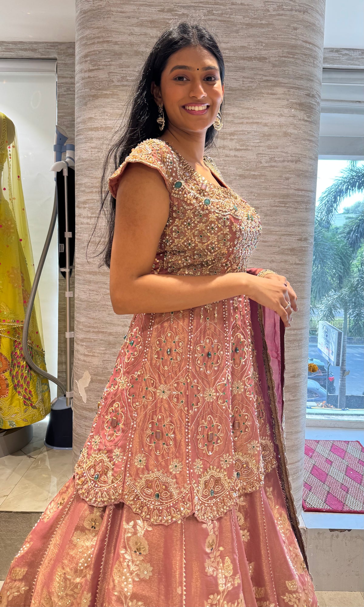 Pink Bridal Lehenga set with Embroidery